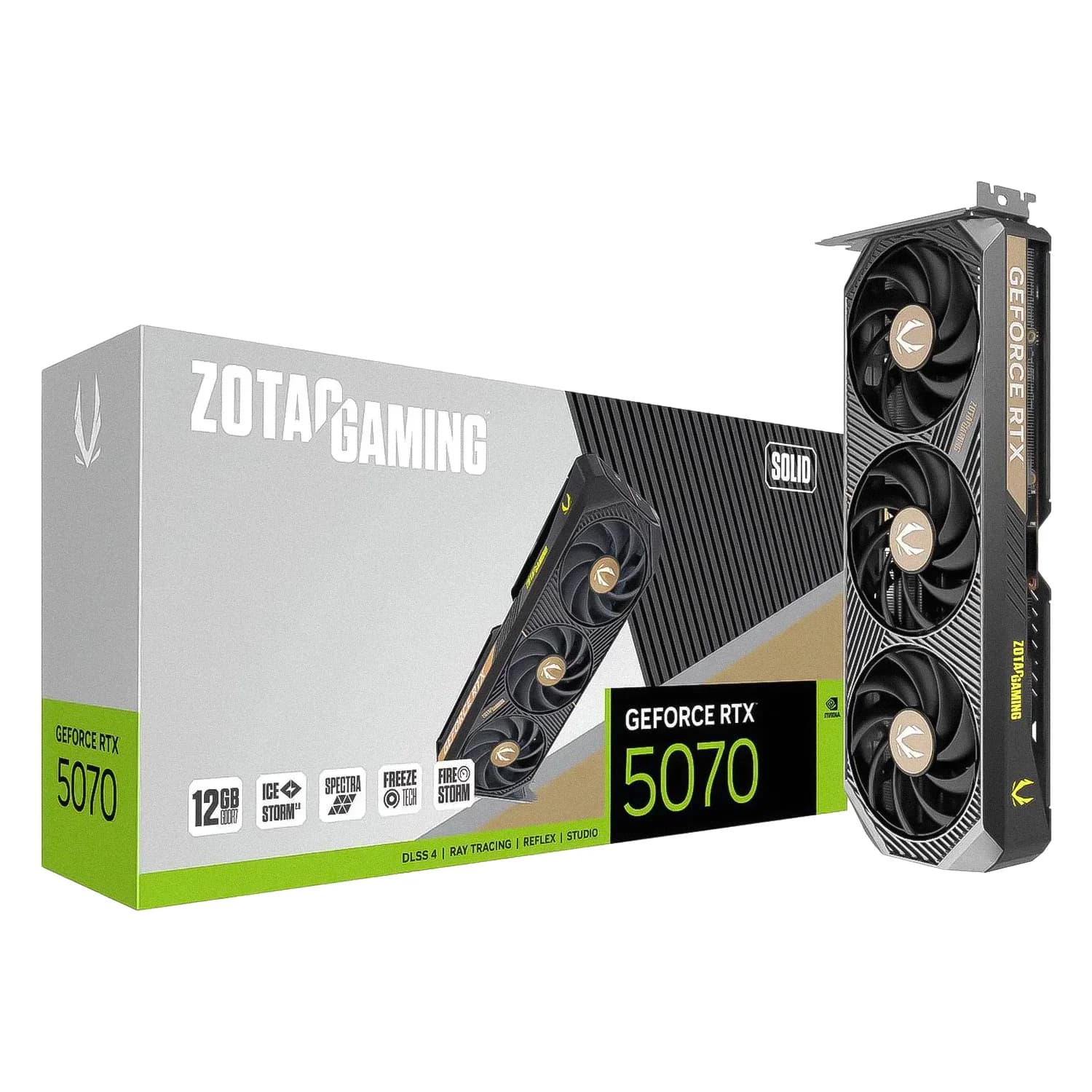NVIDIA Placa de Vídeo Zotac Gaming Solid NVIDIA GeForce RTX-5070 12GB GDDR7 - ZT-B50700D-10P