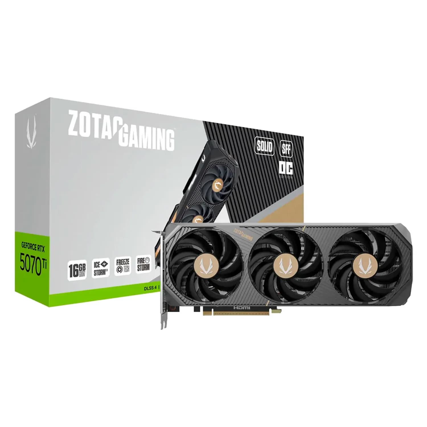 NVIDIA Placa de Vídeo Zotac Gaming Solid SFF OC NVIDIA GeForce RTX-5070Ti 16GB GDDR7 - ZT-B50710J3-10P