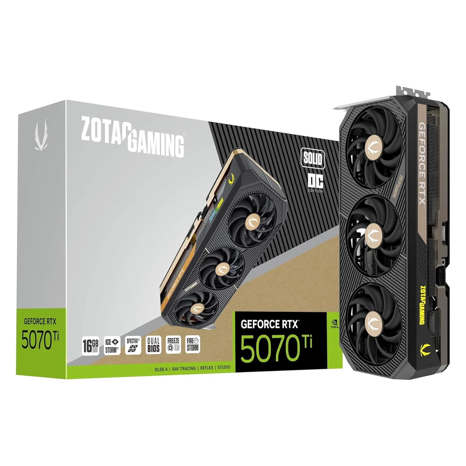 NVIDIA Placa de Vídeo Zotac Solid OC NVIDIA GeForce RTX 5070Ti 16GB GDDR7 - ZT-B50710J-10P