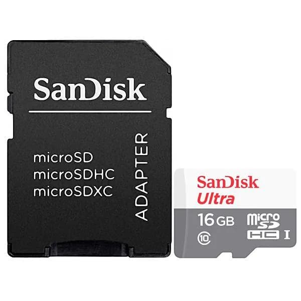 SanDisk Cartão de Memória Micro SD de 16GB SanDisk Ultra SDSQUNS-016G-GN3MA - Branco Cinza