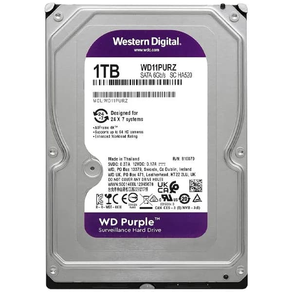 Acessório · Western Digital HD Western Digital WD Purple Surveillance 1TB 3.5" SATA 3 5400PRM - WD10PURZ (Garantia Brasil)