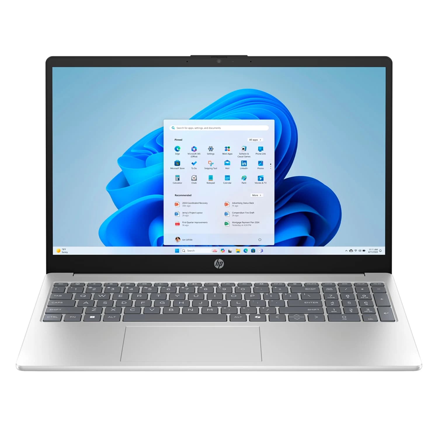 HP Notebook HP Intel Core Ultra 7-255U 16GB RAM 512GB SSD Tela 15.6" Full HD Windows 11 Inglês Prata - 15-FD2747NR