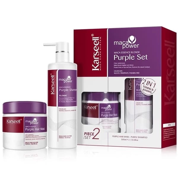 Karseell Kit Shampoo Karseell Maca Power Essence Blonde Purple Set 500 Ml + Máscara Capilar 500 Ml