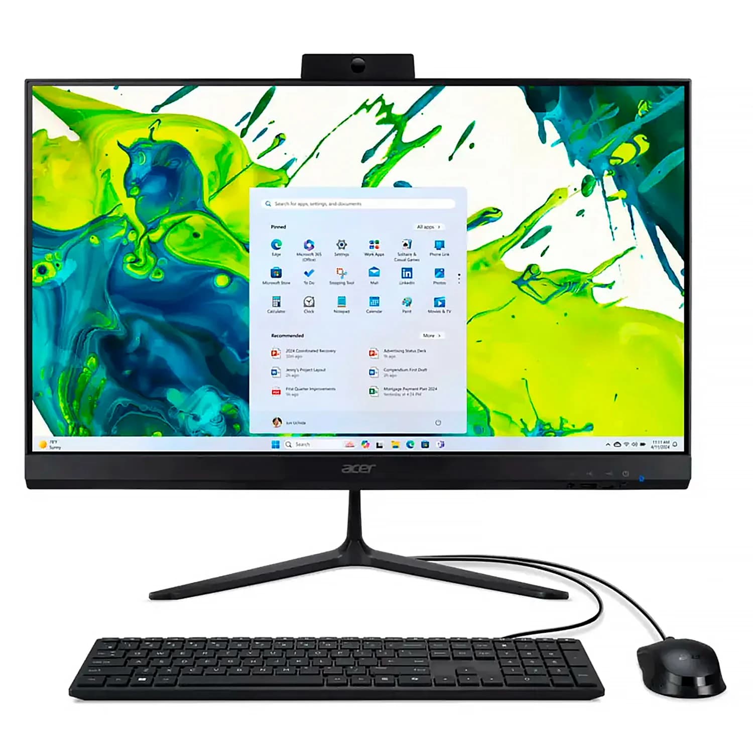 Acer Desktop All In One Acer Aspire C24-2G-UR15 23.8" AMD Ryzen 5-7430U 512GB SSD 16GB RAM - Preto