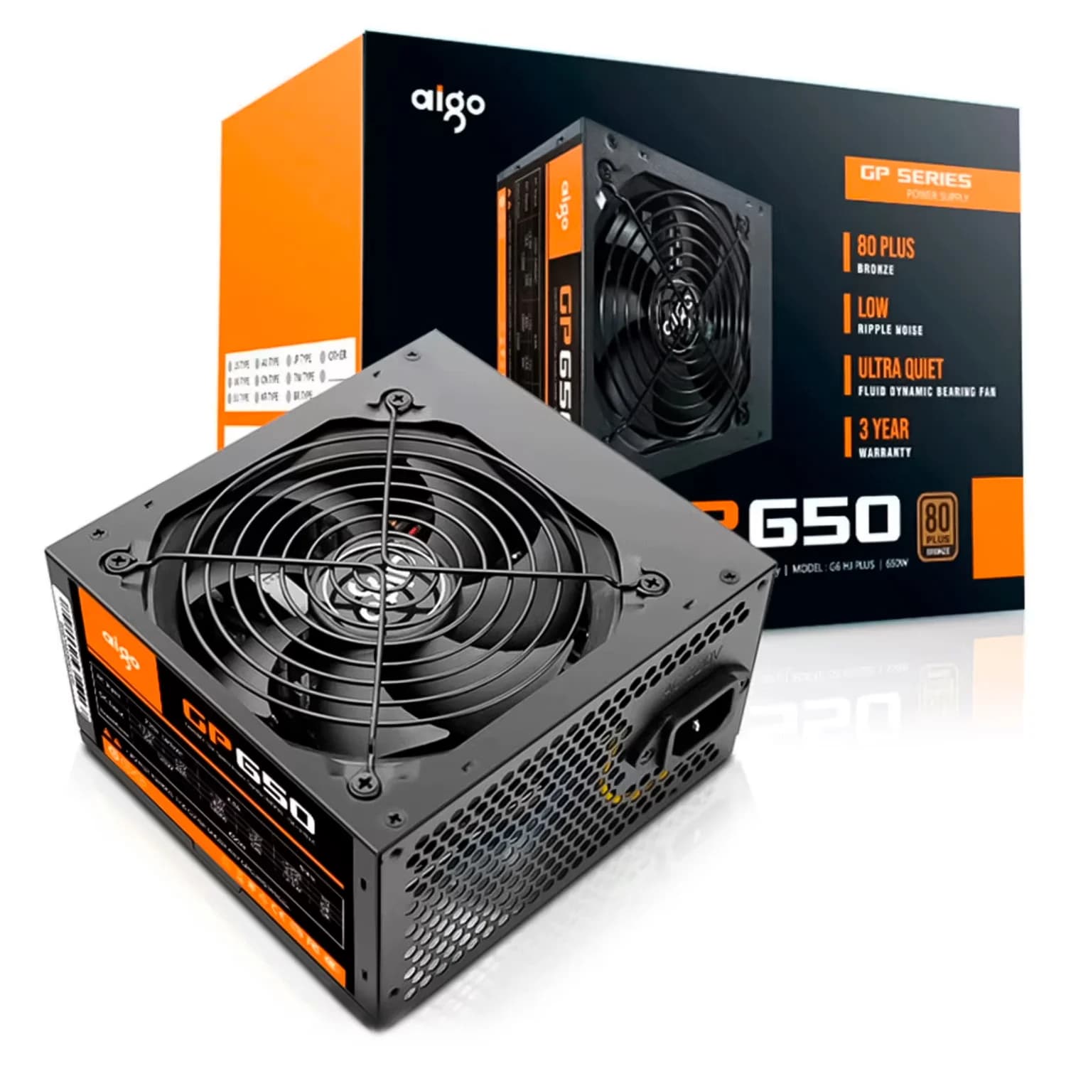 Aigo-E-Darkflash Fonte Aigo GP650 ATX 650W 80 Plus Bronze 220V - Preto