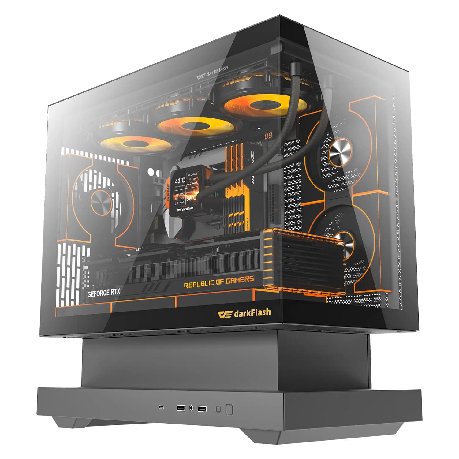 Acessório · Aigo-E-Darkflash Gabinete darkFlash Floatron F1 - Preto (6 Fans ARGB)