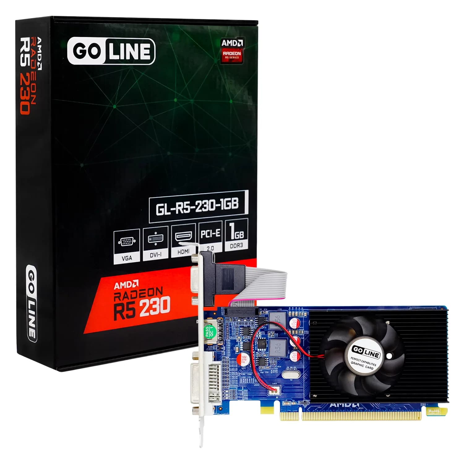 AMD Placa de Vídeo Goline AMD Radeon R5-230 1GB DDR3 - GL-R5-230-1GB (1 Ano de Garantia)