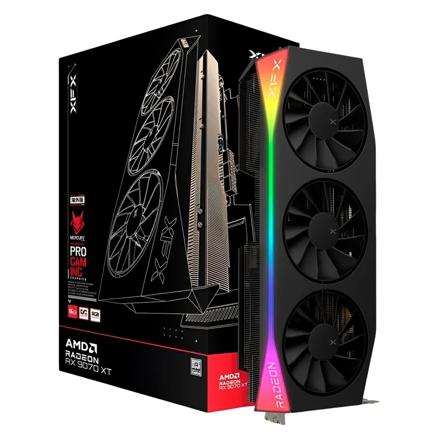 AMD Placa de Vídeo XFX Mercury OC Gaming Edition AMD Radeon RX-9070XT 16GB GDDR6 RGB - RX-97TRGBBB9