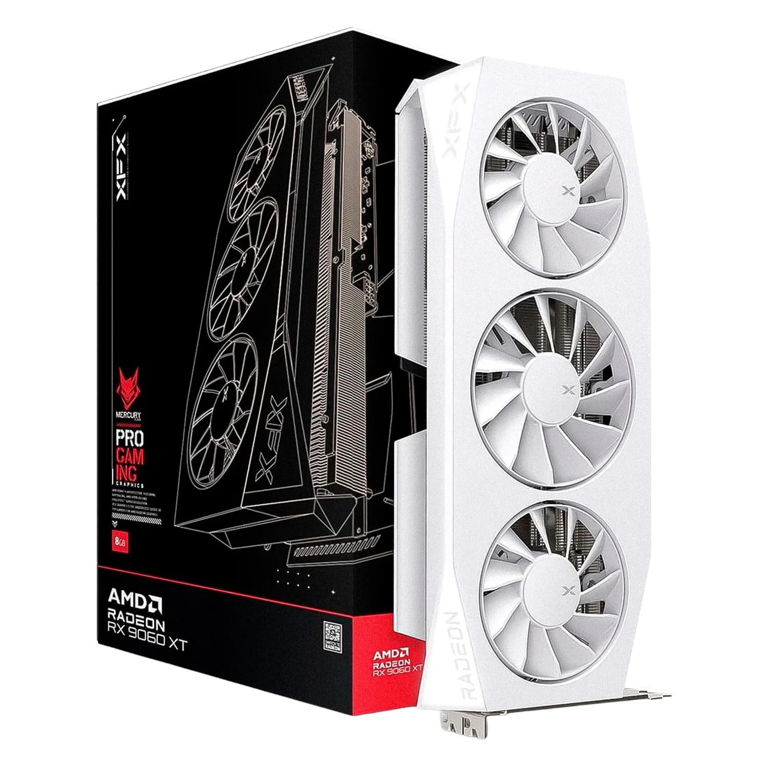 AMD Placa de Vídeo XFX Mercury OC White Magnetic Air Edition AMD Radeon RX-9060XT 8GB GDDR6 - RX-96TMERCW9