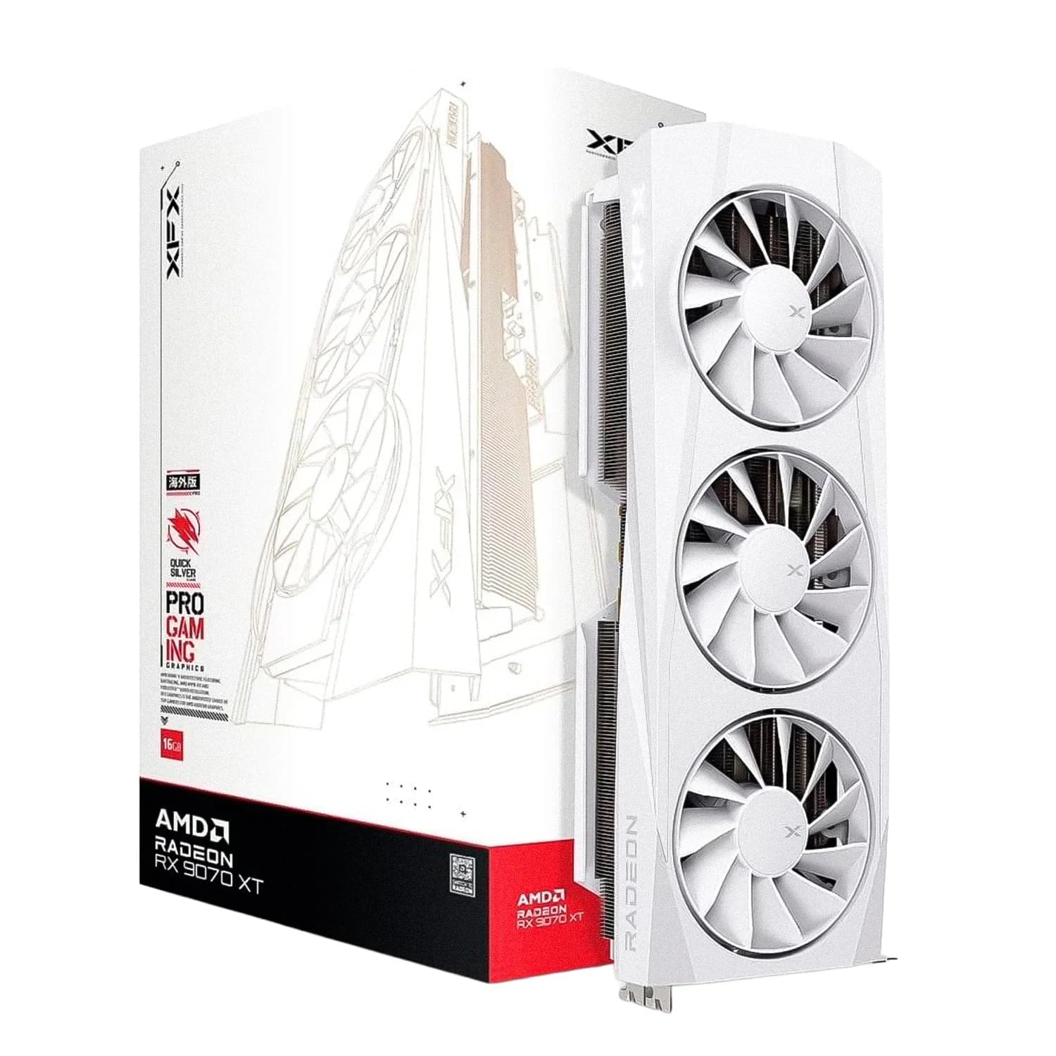 AMD Placa de Vídeo XFX Quicksilver White Gaming Edition AMD Radeon RX-9070 16GB GDDR6 - RX-97TQICKW9