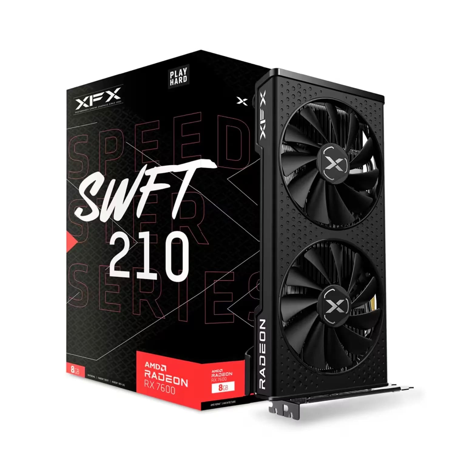 AMD Placa de Vídeo XFX Speedster SWFT210 AMD Radeon RX-7600 8GB GDDR6 - RX-76PSWFTFY