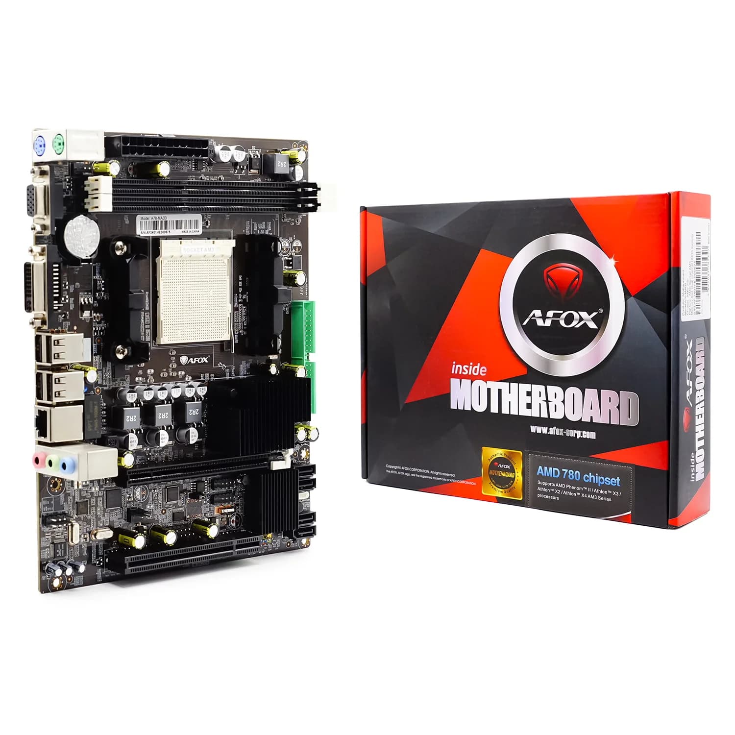 AMD Placa Mãe Afox A78-MAD3 DDR3 Socket AM3 Chipset AMD A78 DDR3 Micro ATX