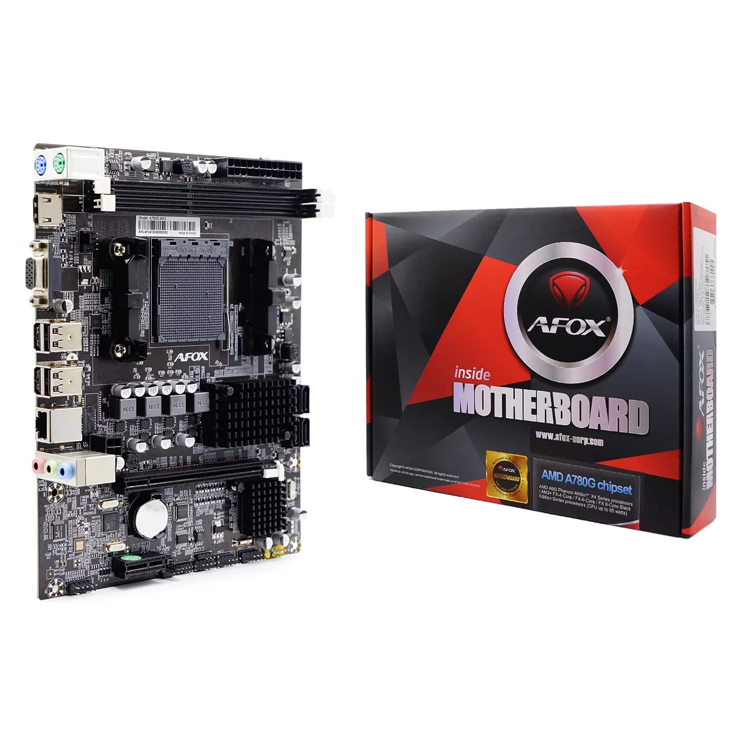 AMD Placa Mãe Afox A780S-MA3 DDR3 Socket AM3 e AM3+ Chipset AMD RS780 + AMD SB710/SB700 Micro ATX