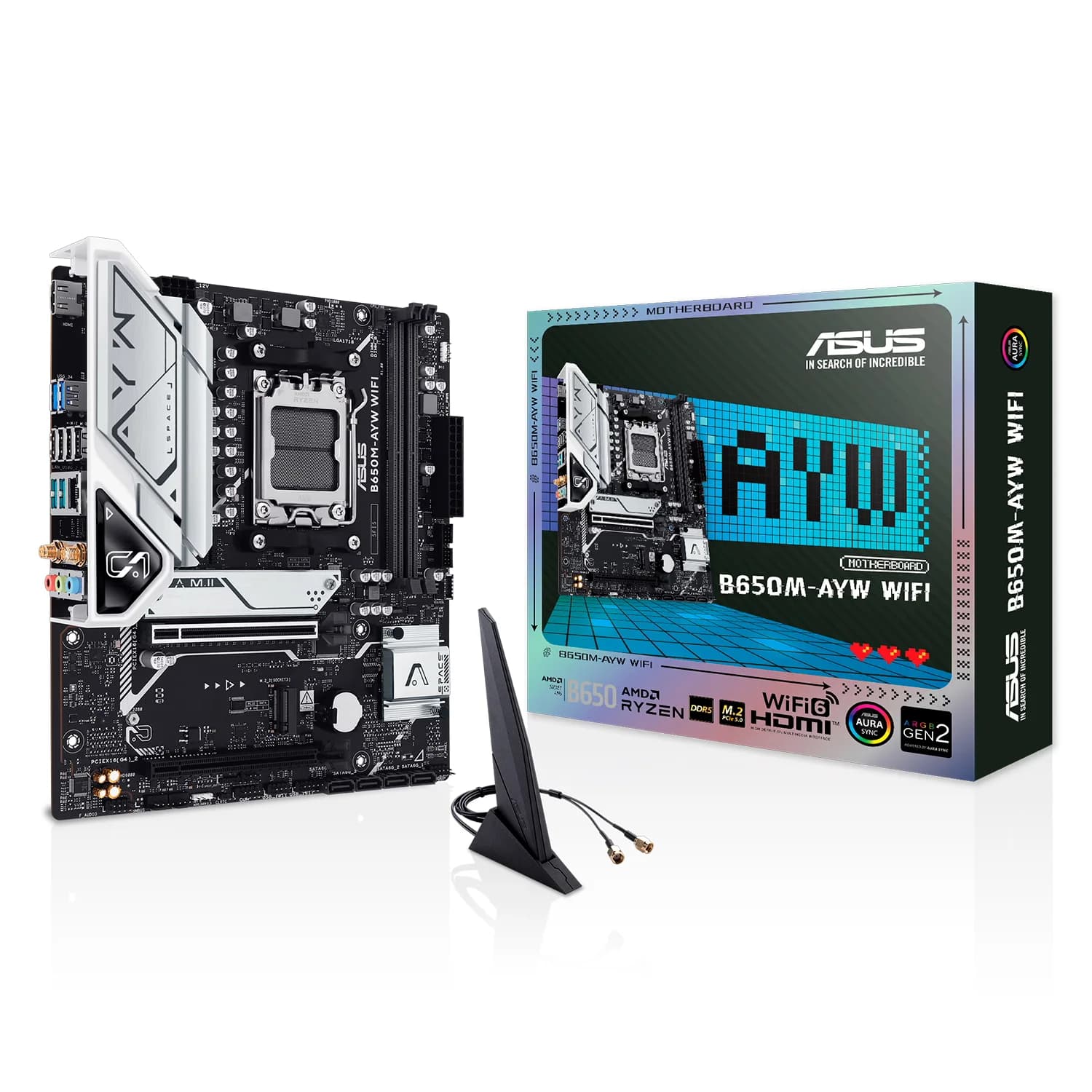 AMD Placa Mãe Asus 650M-AYW WiFi DDR5 Socket AM5 Chipset AMD A620A Micro ATX