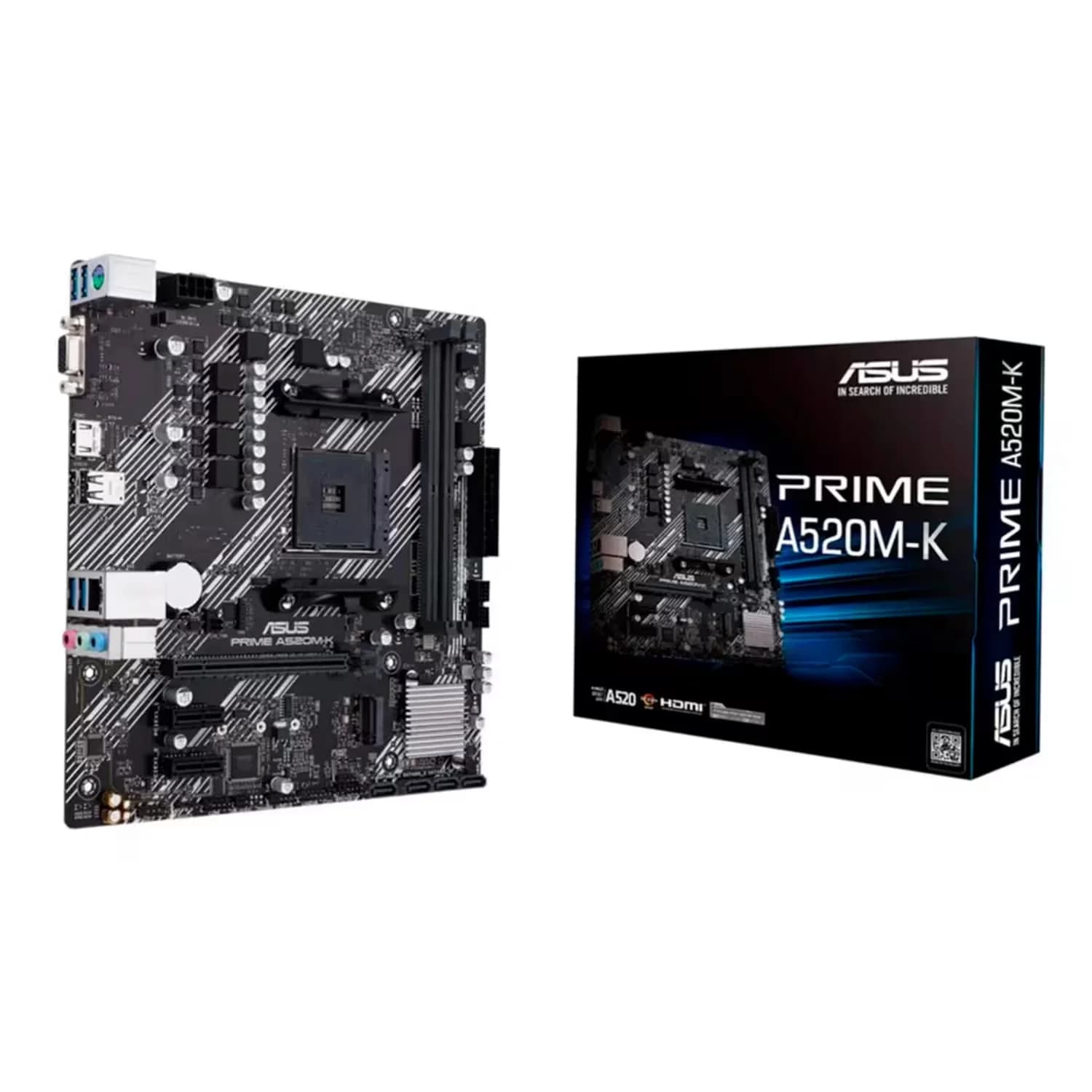 AMD Placa Mãe Asus Prime A520M-K Socket AM4 Chipset AMD A520 DDR4 Micro ATX