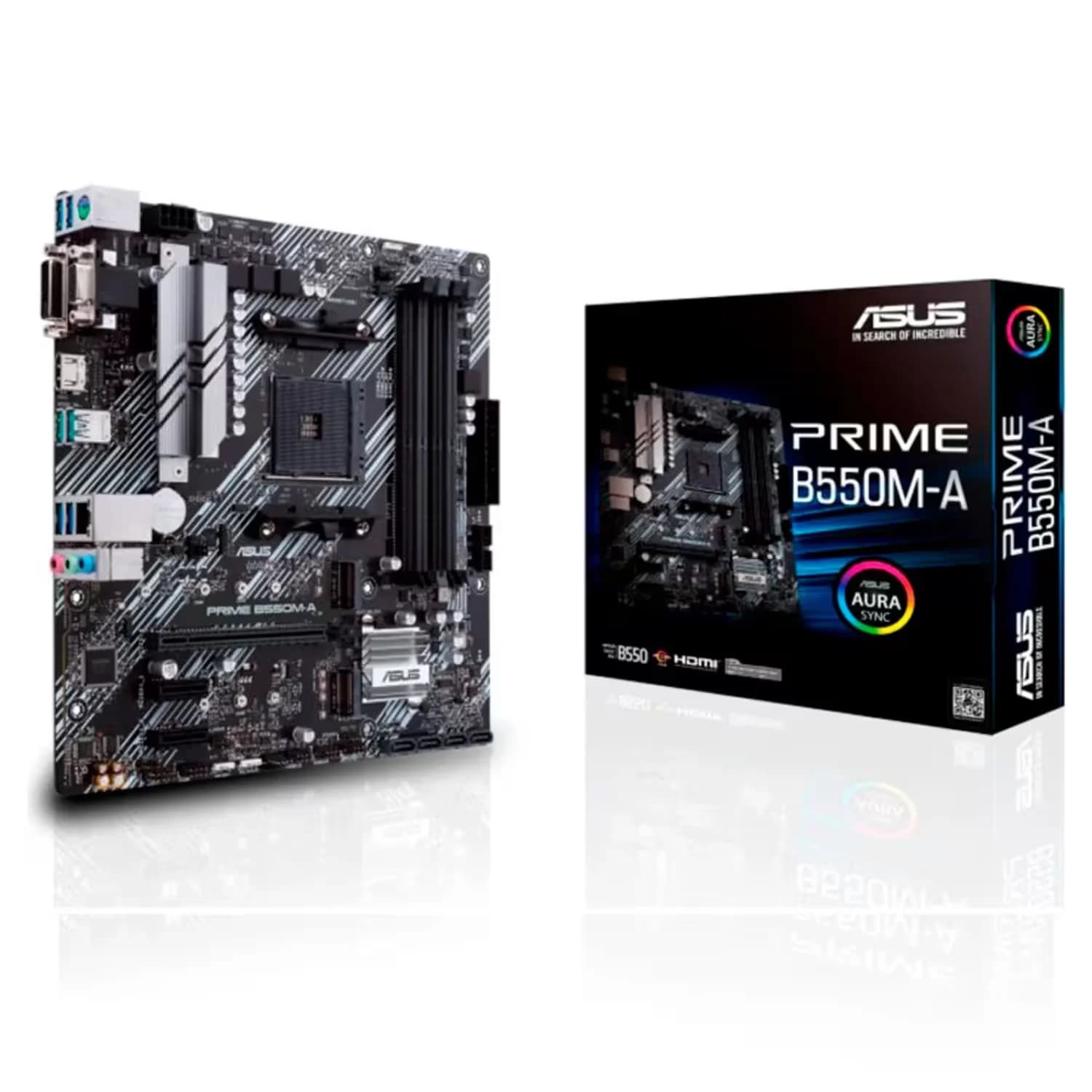 AMD Placa Mãe Asus Prime B550-A Socket AM4 Chipset AMD B550 DDR4 Micro ATX
