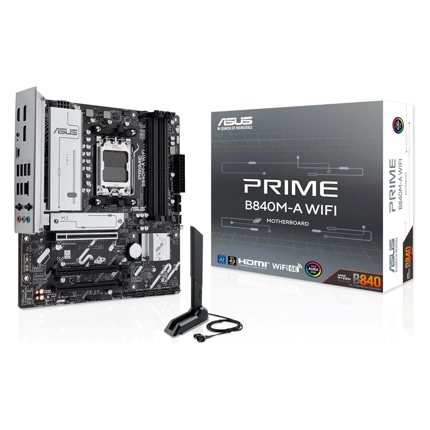 AMD Placa Mãe Asus Prime B840M-A WiFi 4XDDR5 Socket AM5 Chipset AMD B840 Micro ATX