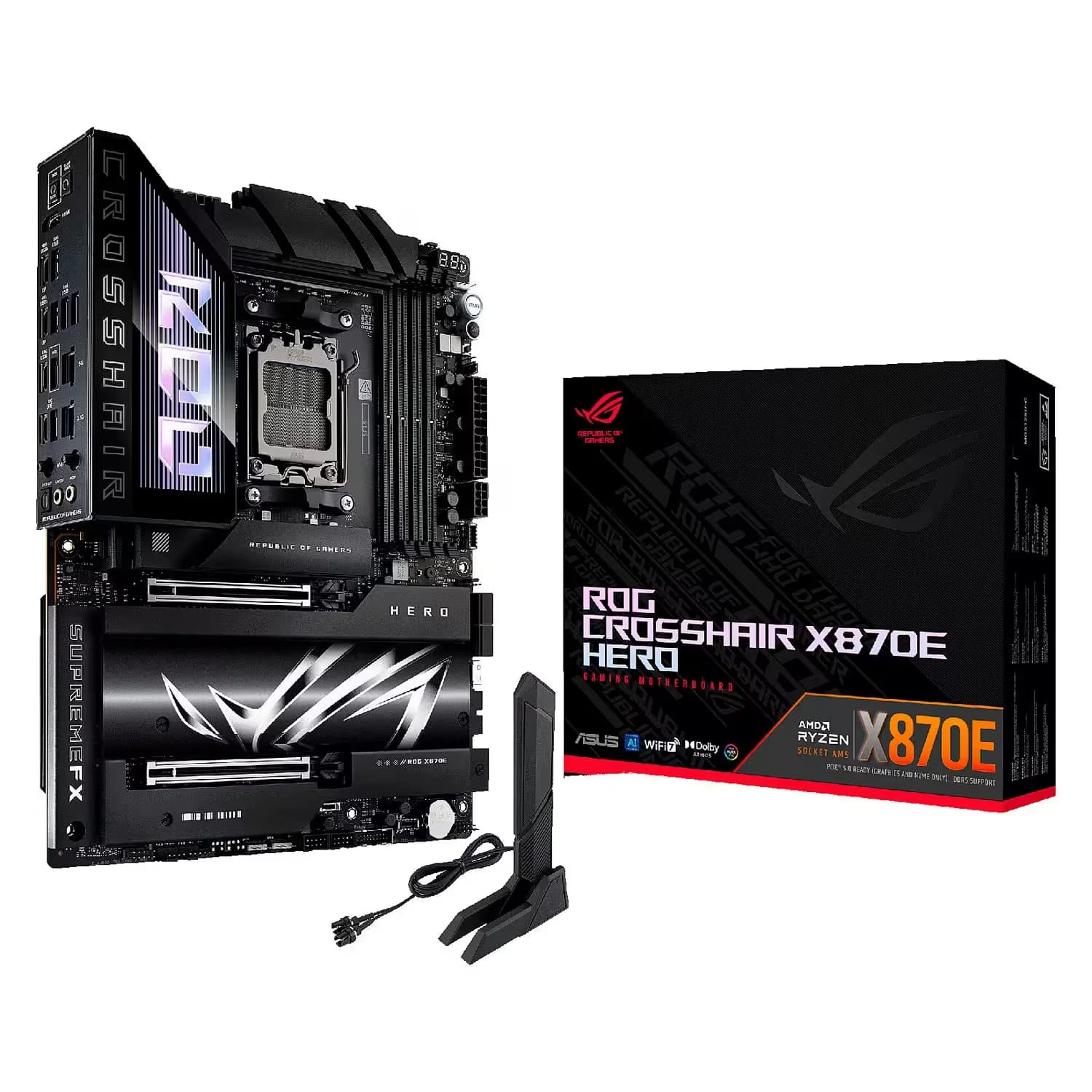 AMD Placa Mãe Asus Rog Crosshair X870E Hero WiFi DDR5 Socket AMD AM5 Chipset AMD X870E ATX