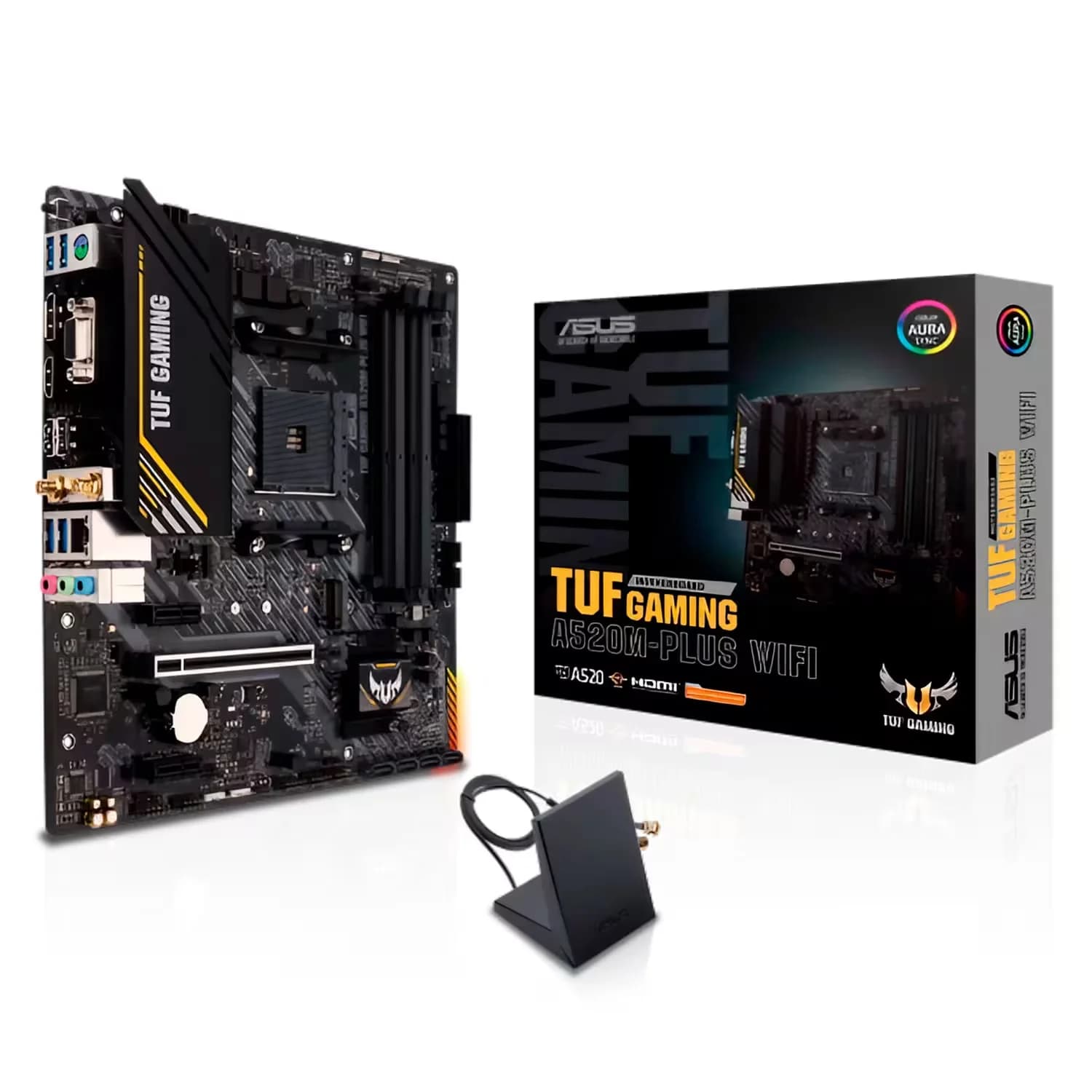 AMD Placa Mãe Asus Tuf Gaming A520M Plus WiFi Socket AM4 Chipset AMD A520 DDR4 Micro ATX