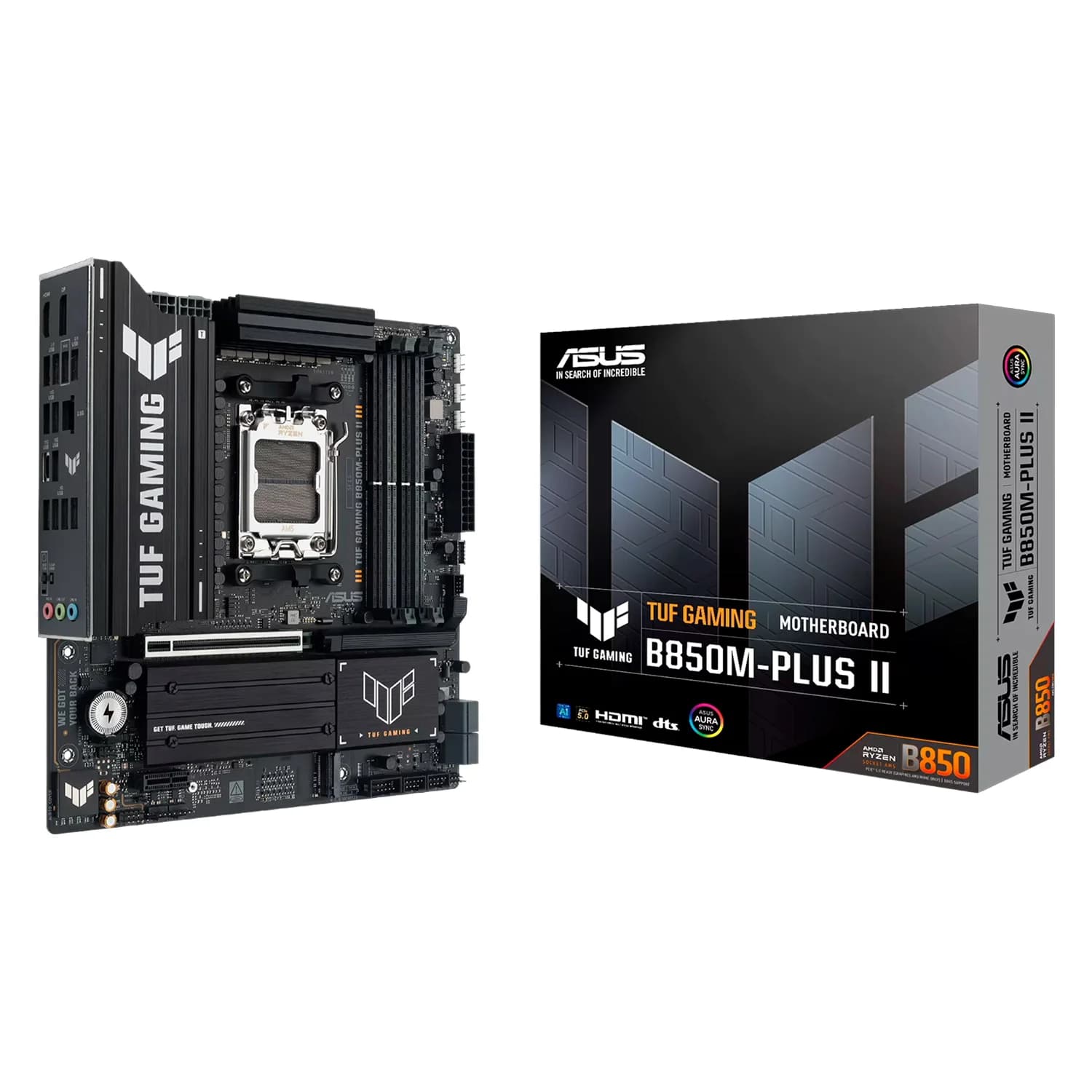 AMD Placa Mãe Asus Tuf Gaming B850M-PLUS II Socket AM5 Chipset AMD B850 DDR5 Micro ATX