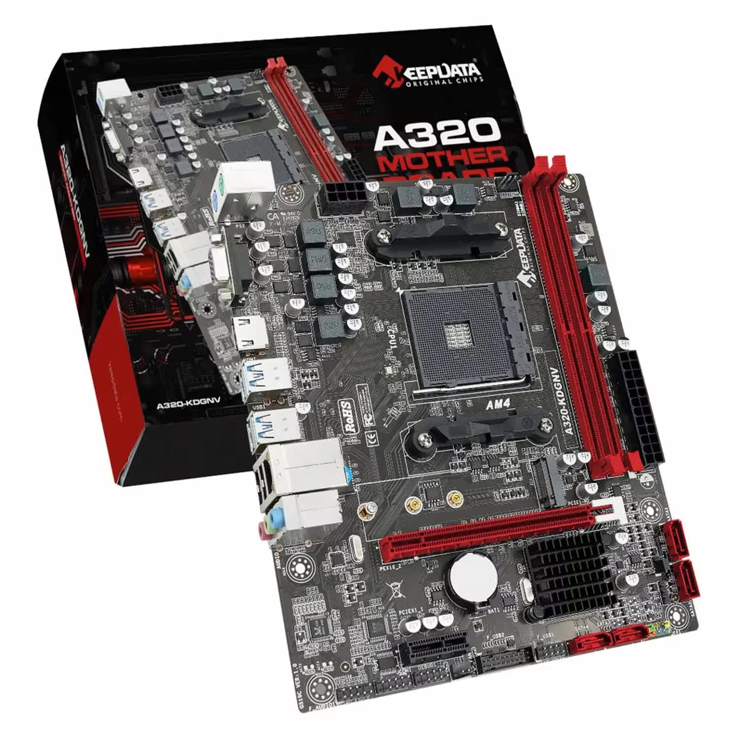 AMD Placa Mãe Keepdata A320-KDGNV DDR4 Socket AM4 Chipset AMD A320 Micro ATX