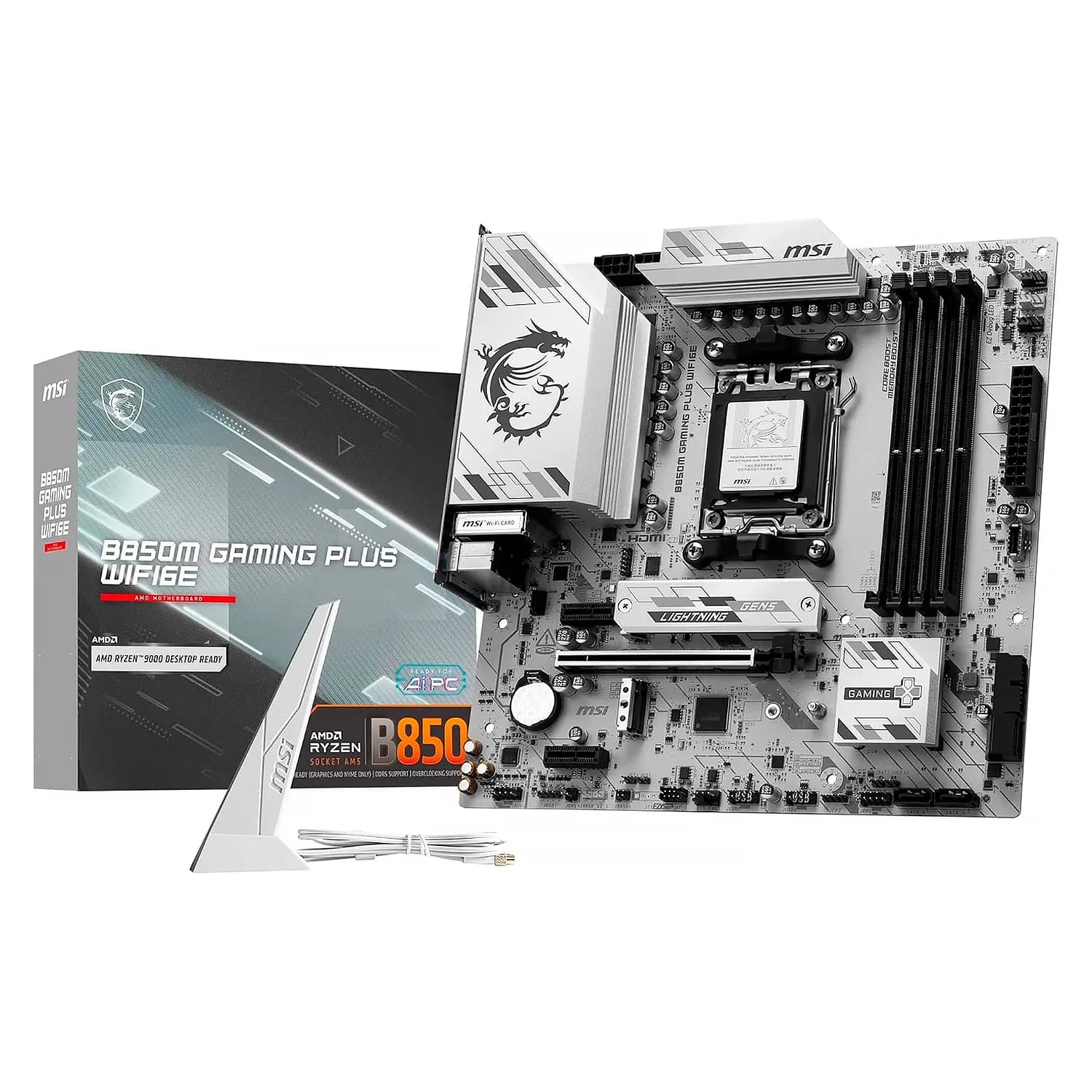 AMD Placa Mãe MSI B850M Gaming Plus WiFi DDR5 Socket AM5 Chipset AMD B850 Micro ATX