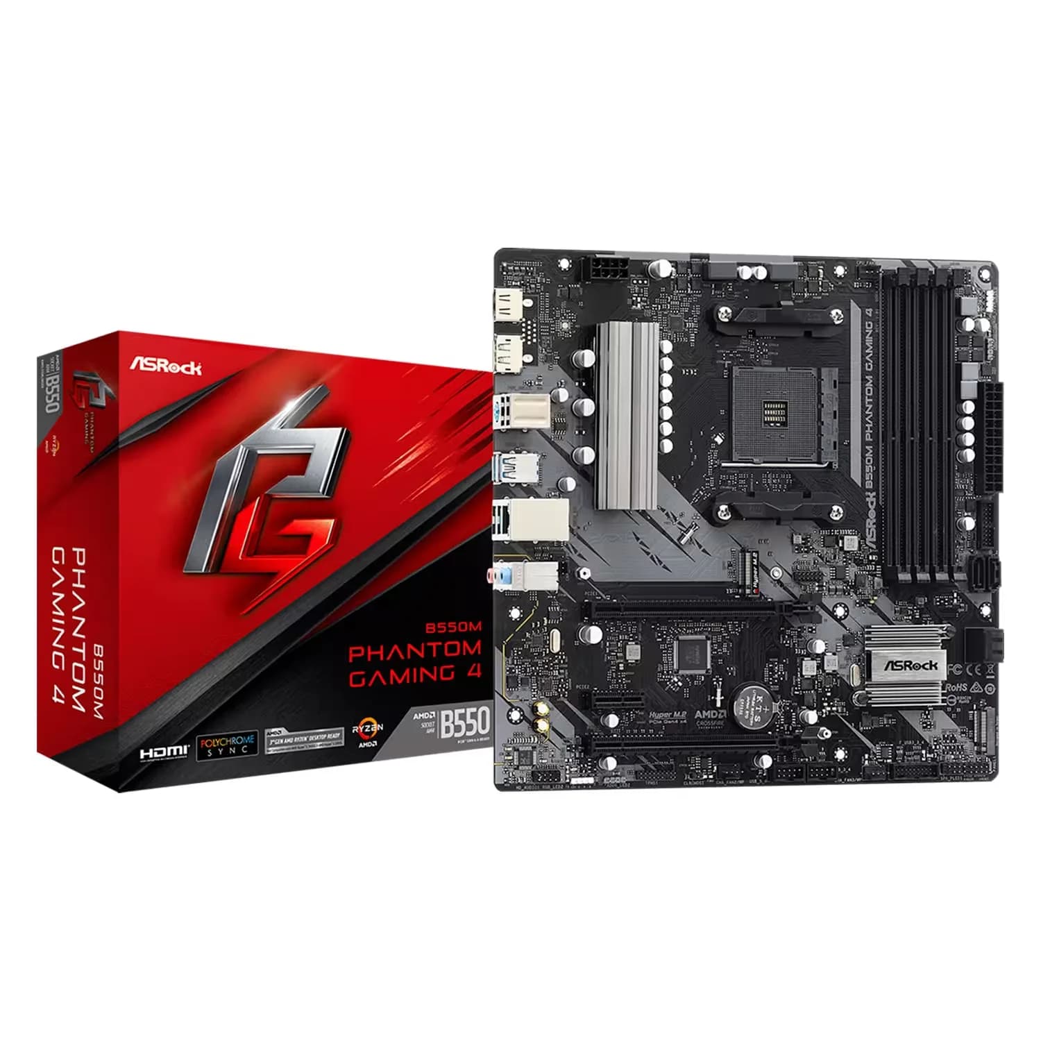 ASRock Placa Mãe ASRock B550M Phantom Gaming 4 4XDDR4 Socket AM4 Chipset AMD B550 Micro ATX