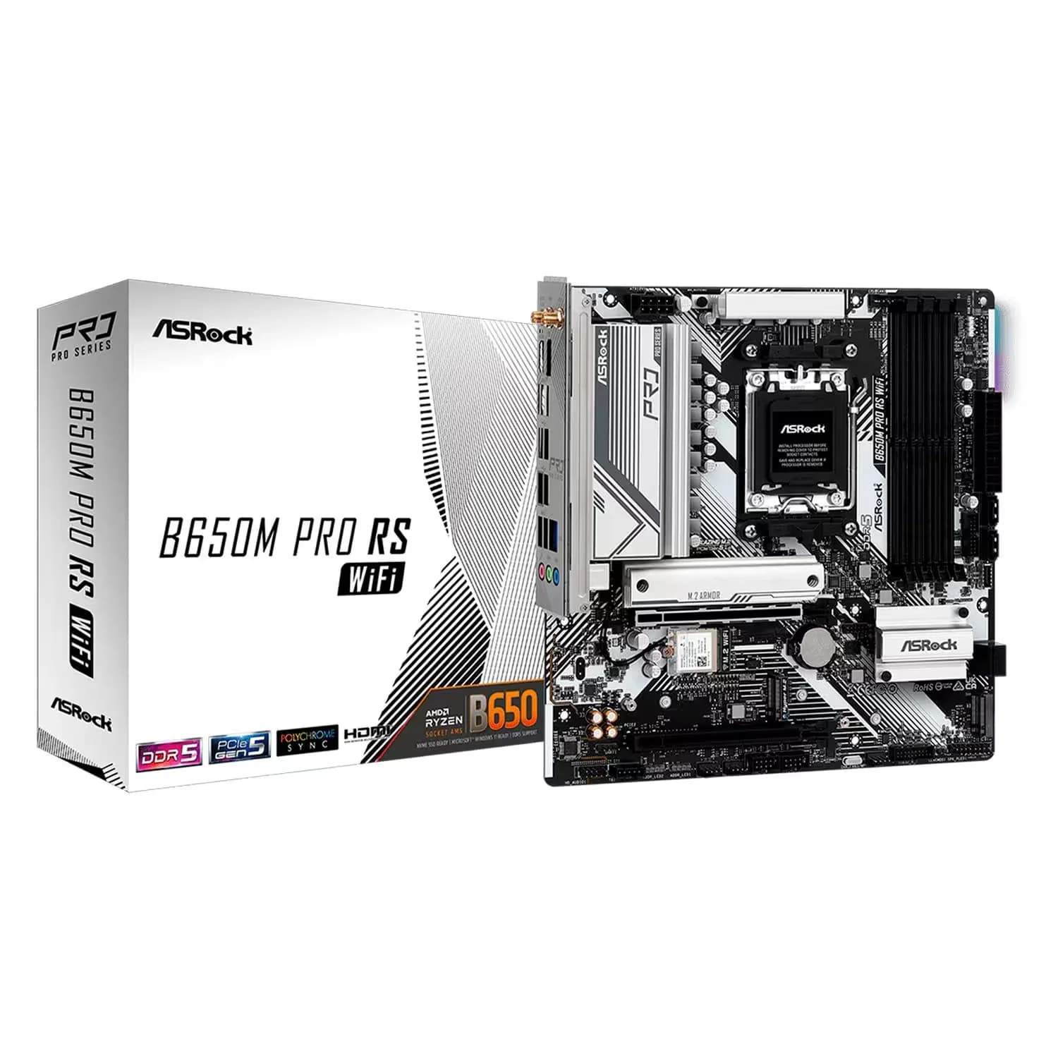 ASRock Placa Mãe ASRock B650M Pro RS WiFi DDR5 Socket AMD AM5 Chipset B650 ATX