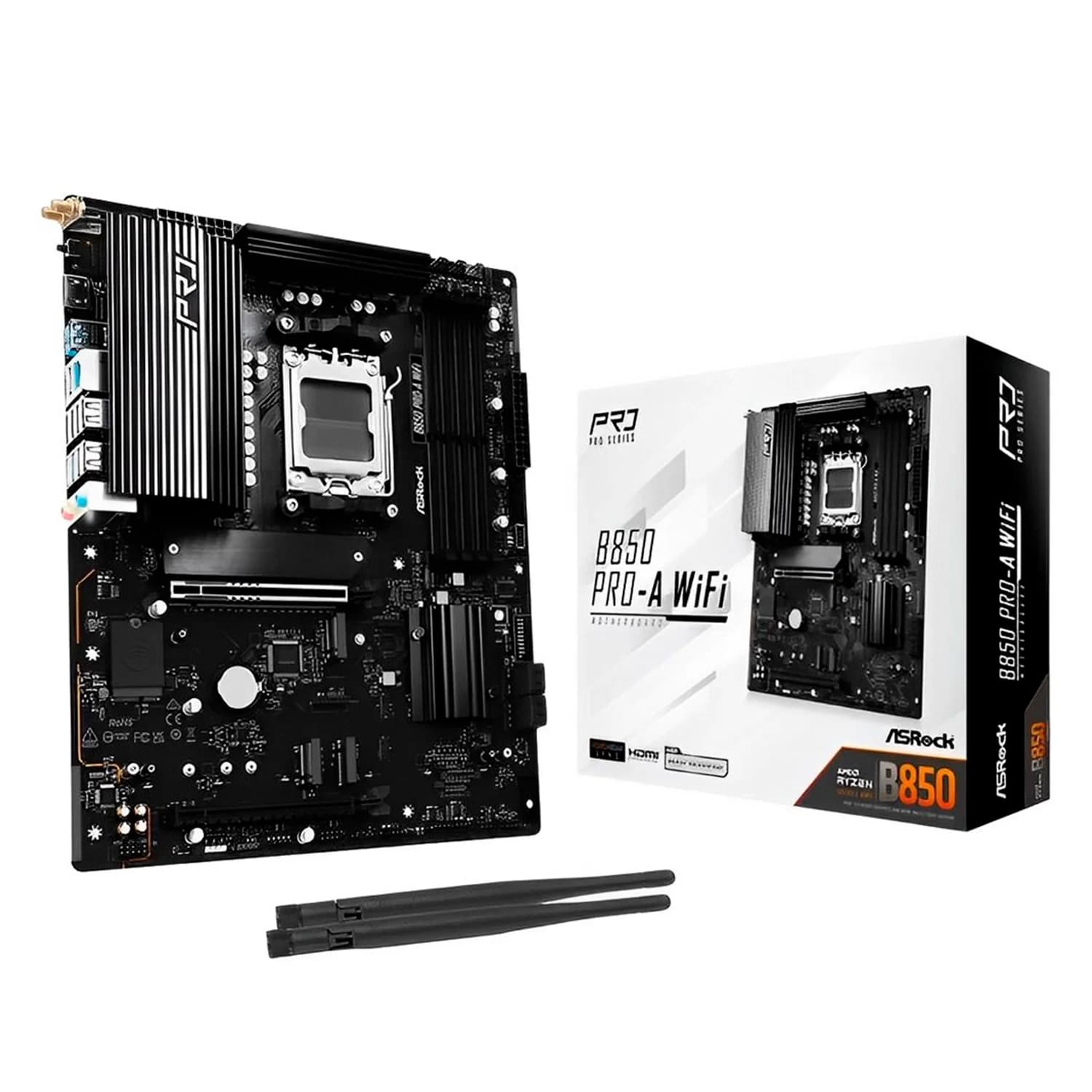 ASRock Placa Mãe Asrock B850 Pro-A DDR5 Socket AM5 Chipset AMD B850 ATX