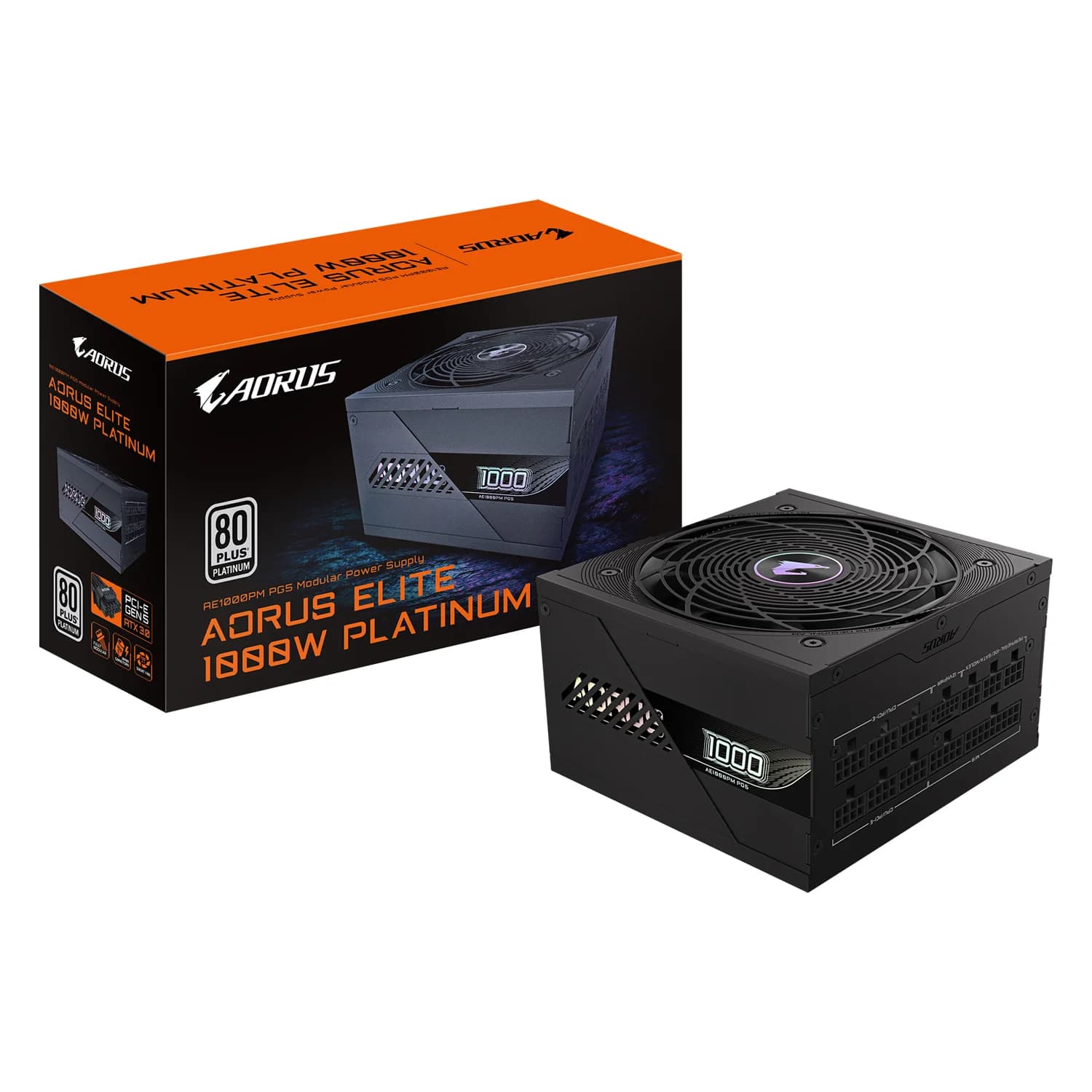Gigabyte Fonte Gigabyte Aorus Elite P1000W GP-AE1000PM ATX 1000W 80 Plus Platinum PFC Ativo Full Modular Bivolt - Preto