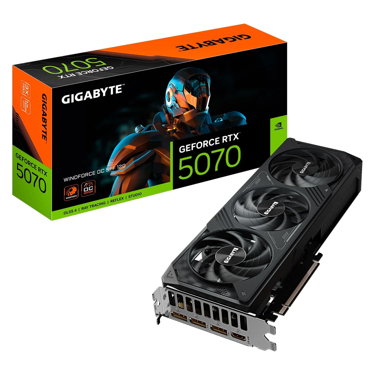 Gigabyte Placa de Vídeo Gigabyte Windforce OC NVIDIA GeForce RTX 5070 12GB GDDR7 - GV-N5070WF3OC-12GD