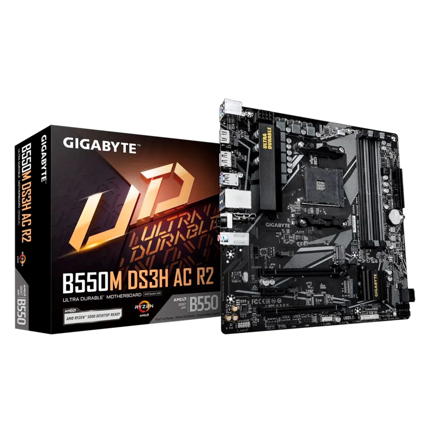 Gigabyte Placa Mãe Gigabyte B550M DS3H AC R2 DDR4 Socket AM4 Chipset AMD B550 Micro ATX