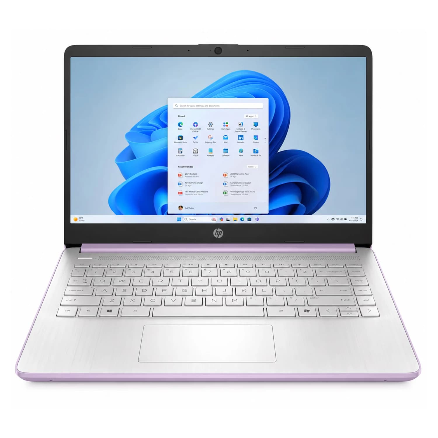 HP Notebook HP Intel N150 4GB RAM 128GB UFS Tela 14" HD Windows 11 Inglês Lilás - 14-DQ6104DX