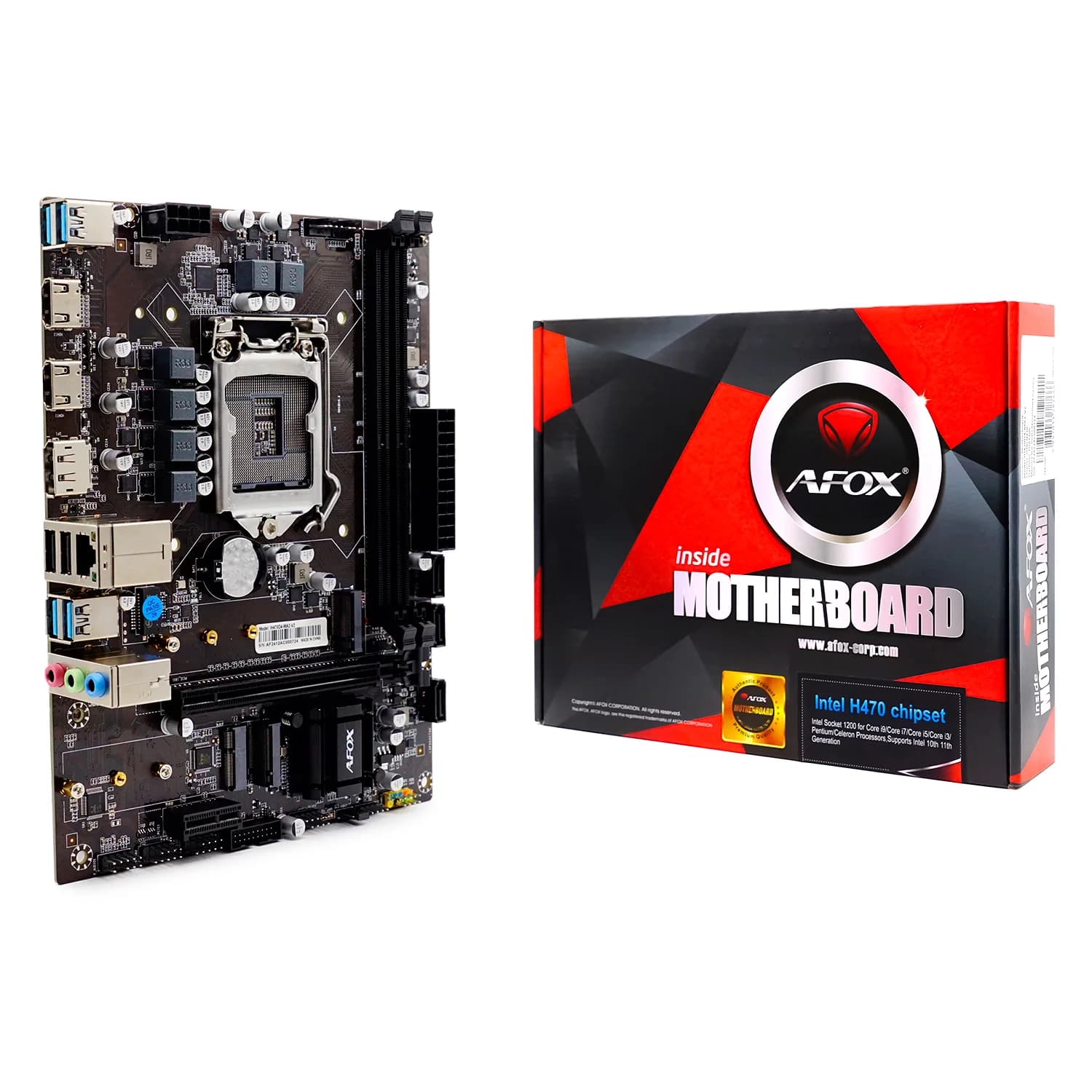 Intel Placa Mãe Afox IH470D4-MA2-V2 DDR4 Socket LGA 1200 Chipset Intel H470 Micro ATX