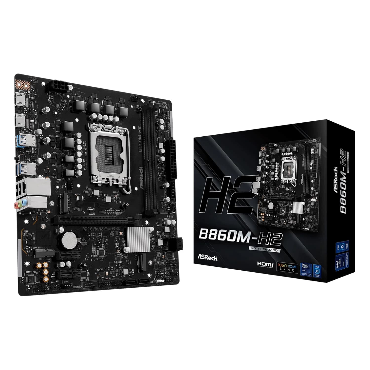 Intel Placa Mãe Asrock B860M-H2 DDR5 Socket LGA 1851 Chipset Intel B760 Micro ATX
