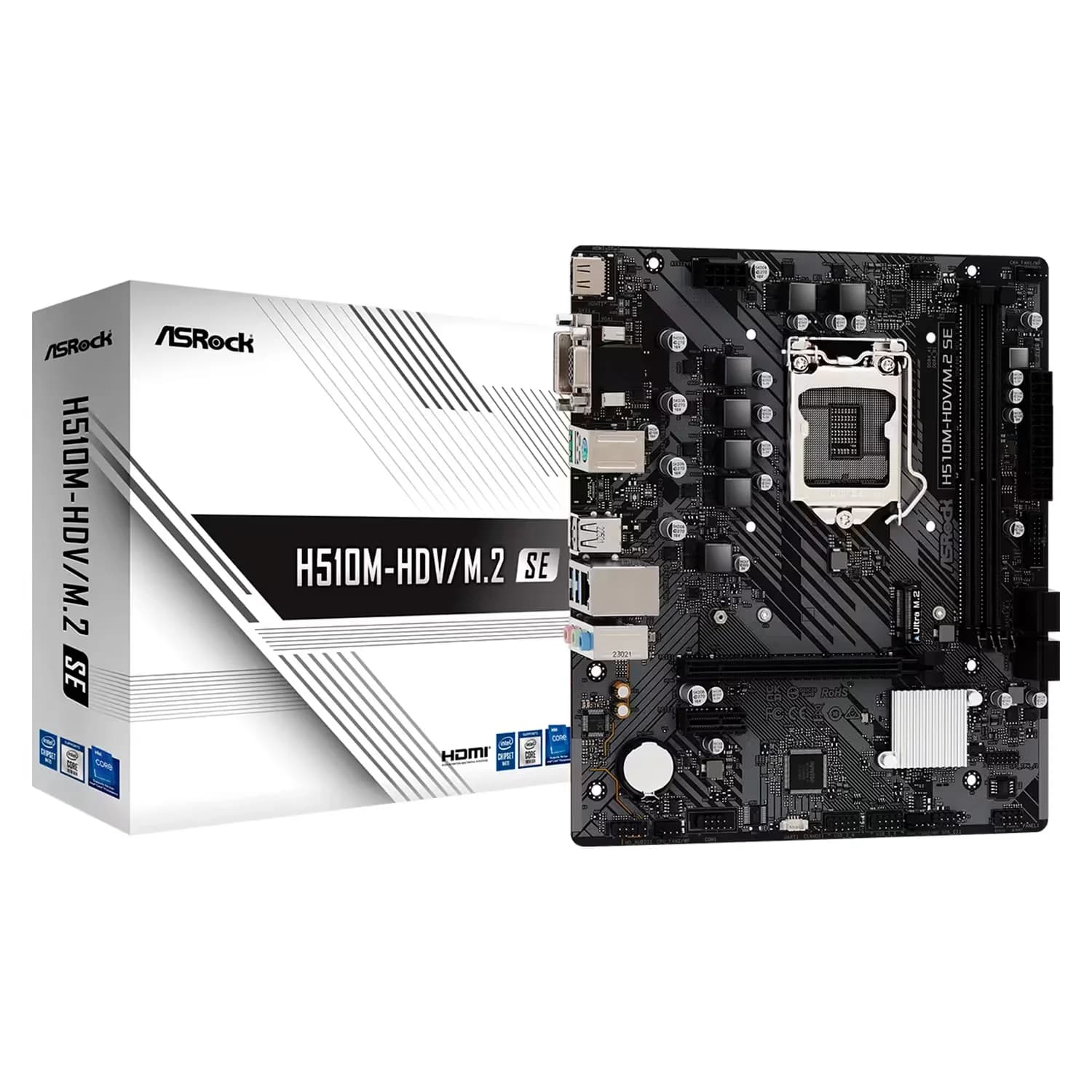 Intel Placa Mãe Asrock H510M-HDV/M.2 SE DDR4 Socket LGA 1200 Chipset Intel H510 Micro ATX