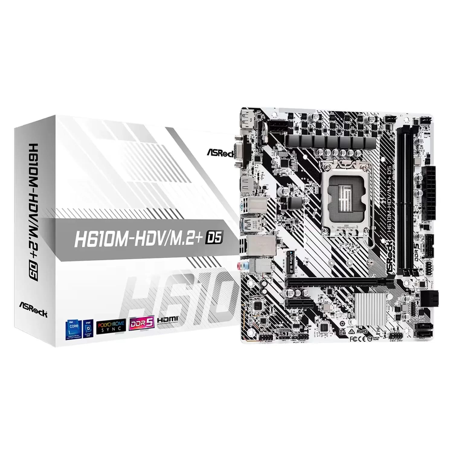 Intel Placa Mãe Asrock H610M-HDV/M.2+D5 DDR5 Socket M.2 Chipset Intel H610 Micro ATX