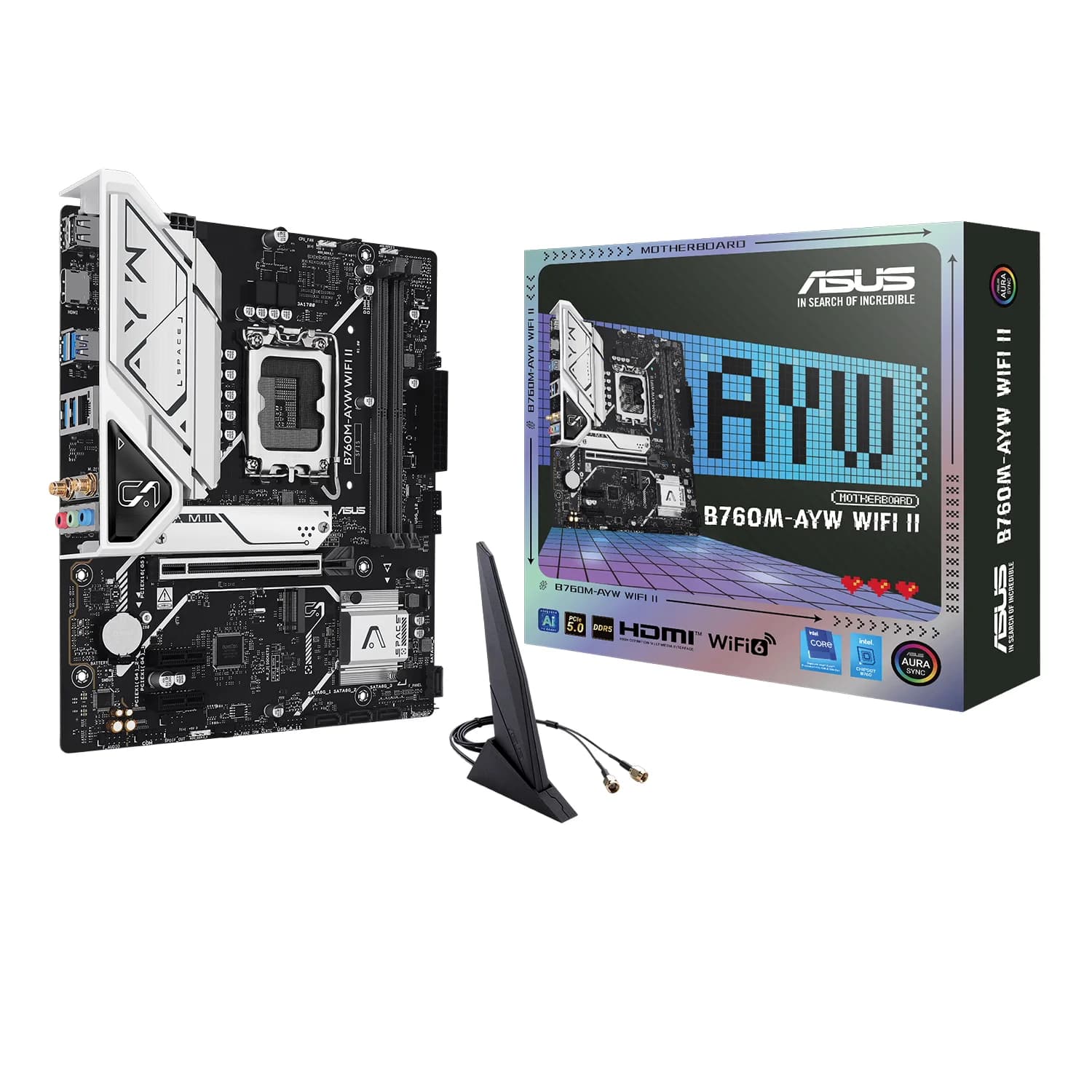 Intel Placa Mãe Asus B760M-AYW WiFi II Socket LGA 1700 Chipset Intel B760 DDR5 Micro ATX