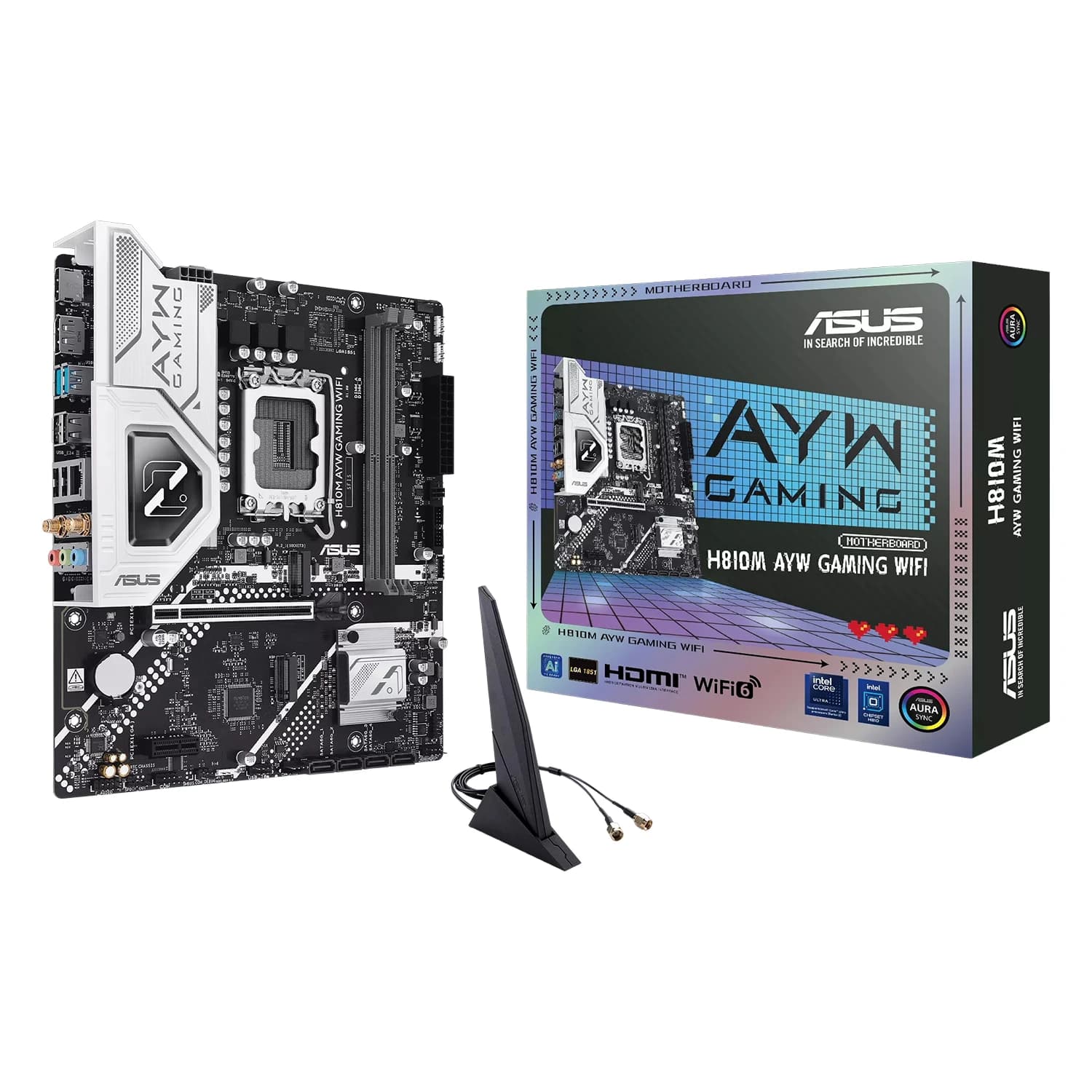 Intel Placa Mãe Asus H810M AYW Gaming WiFi DDR5 Socket LGA 1851 Chipset H810 micro-ATX