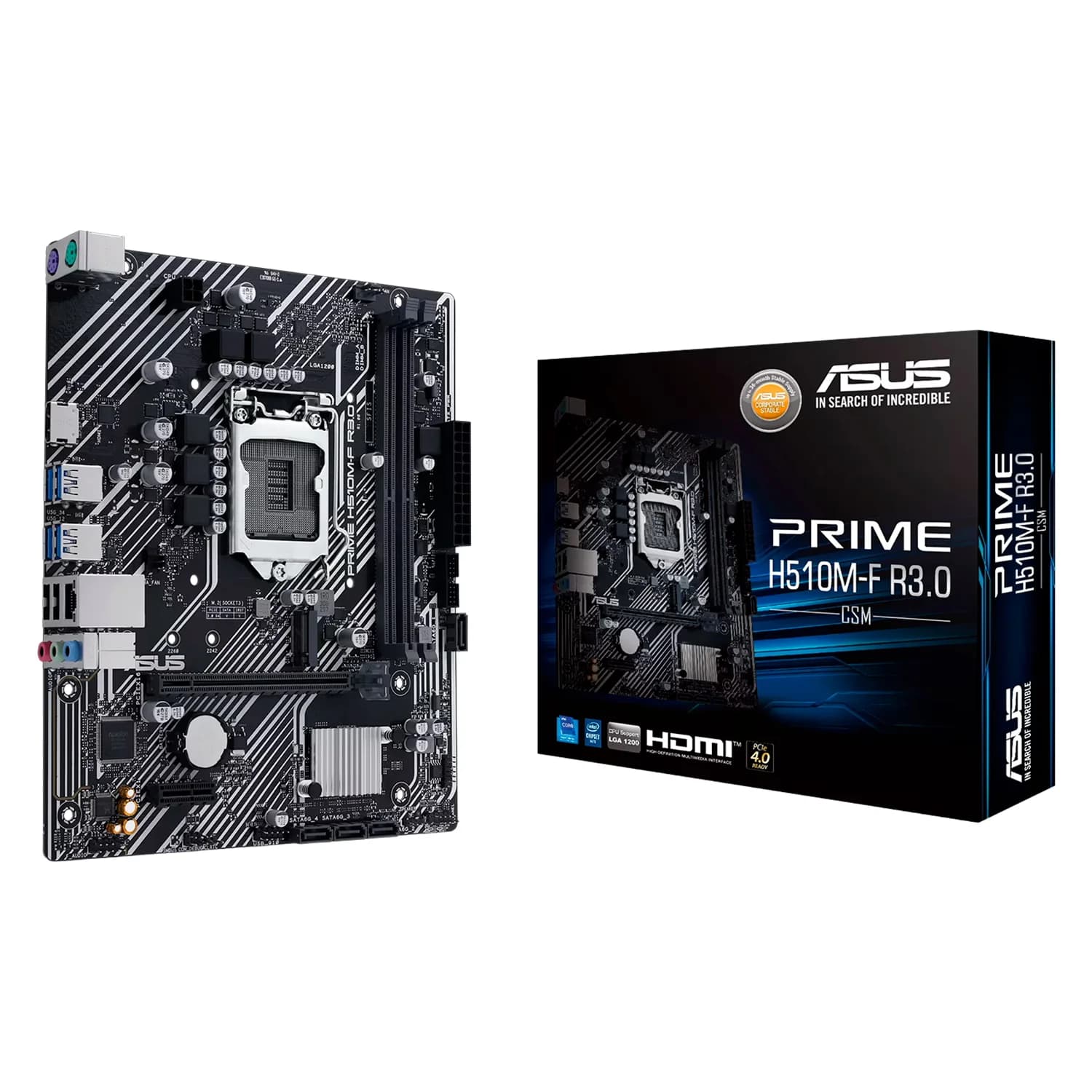 Intel Placa Mãe Asus Prime H510M-F R3 Socket LGA 1200 Chipset Intel H470 DDR4 Micro ATX