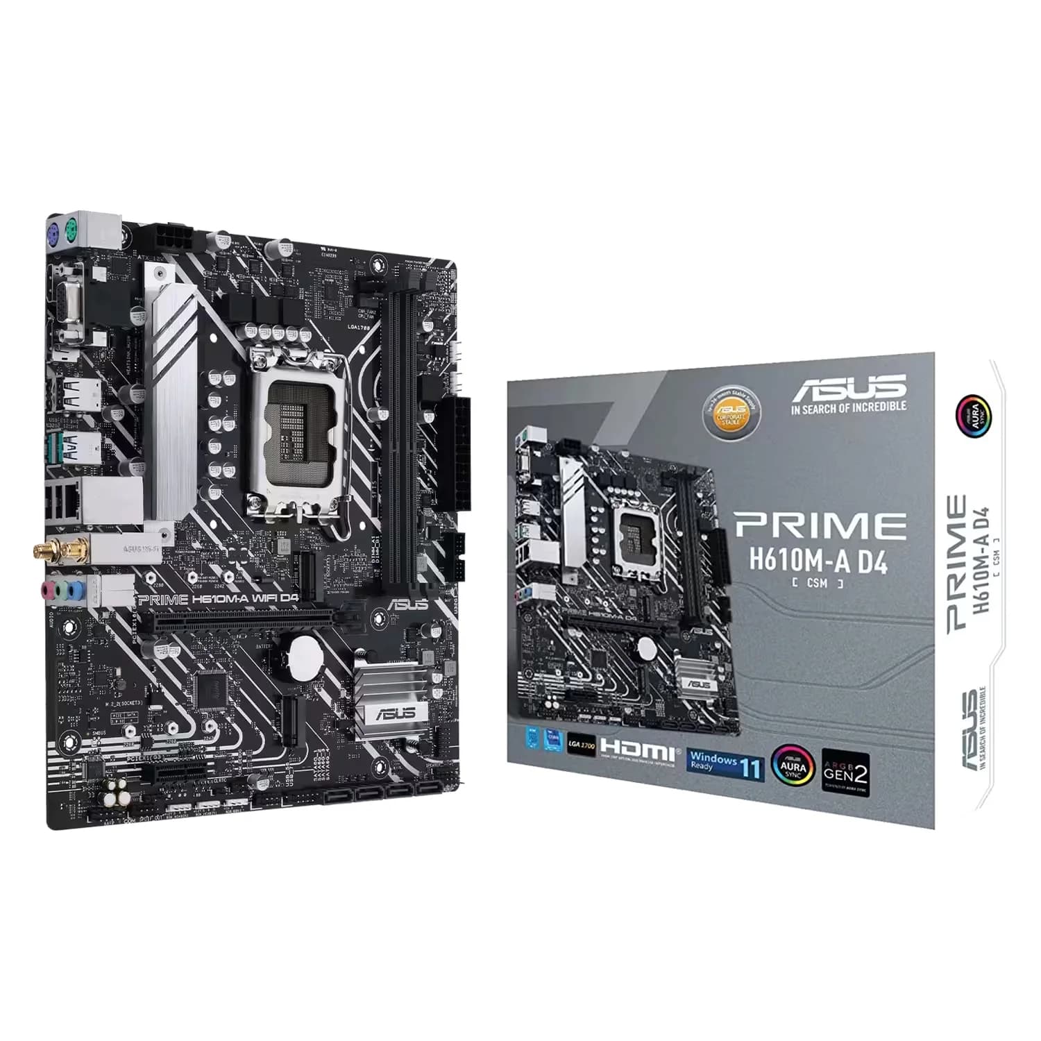 Intel Placa Mãe Asus Prime H610M-A D4 DDR4 Socket LGA 1700 Chipset Intel H61 Micro ATX