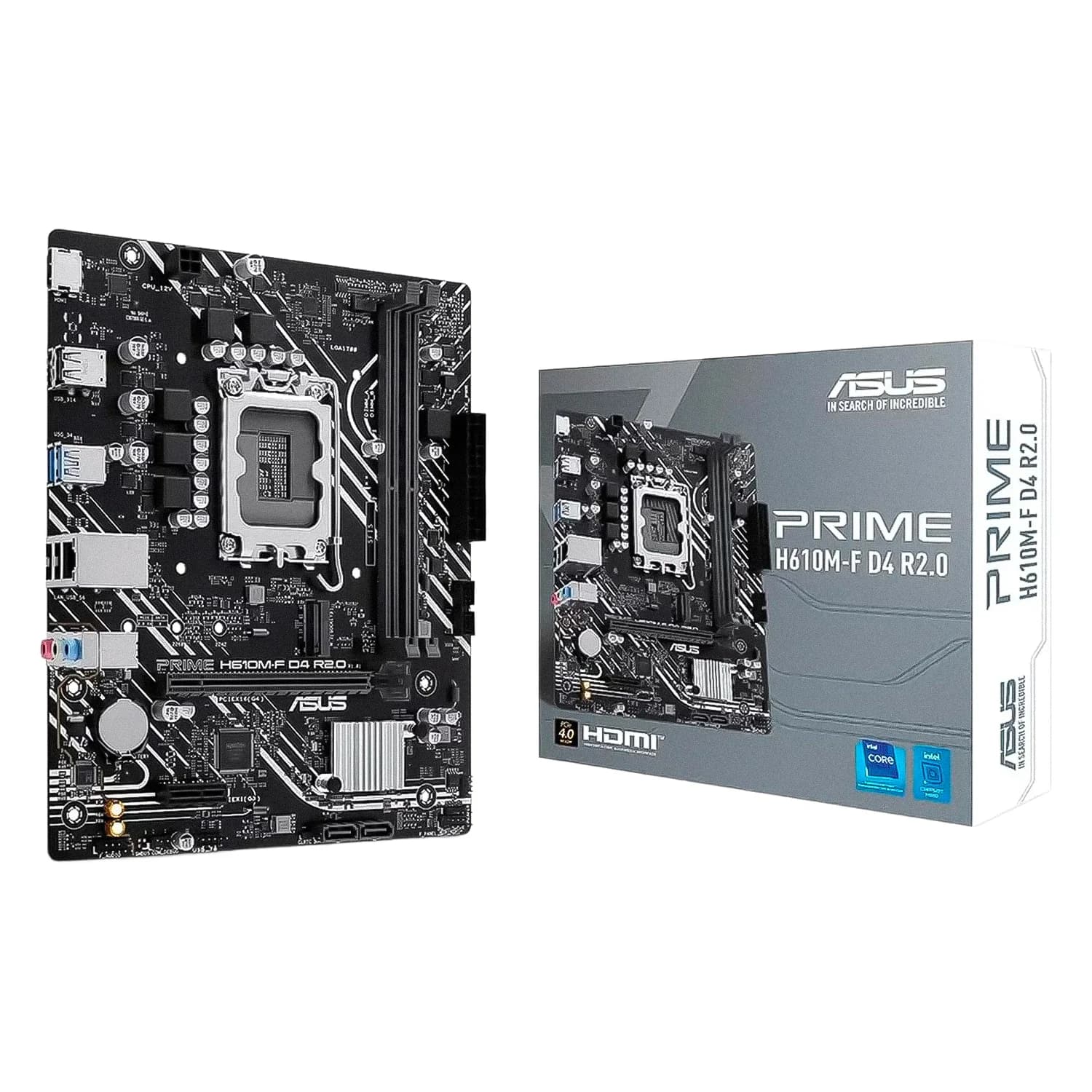 Intel Placa Mãe Asus Prime H610M-F D4 R2.0 Socket LGA 1700 Chipset Intel G610 DDR4 Micro ATX