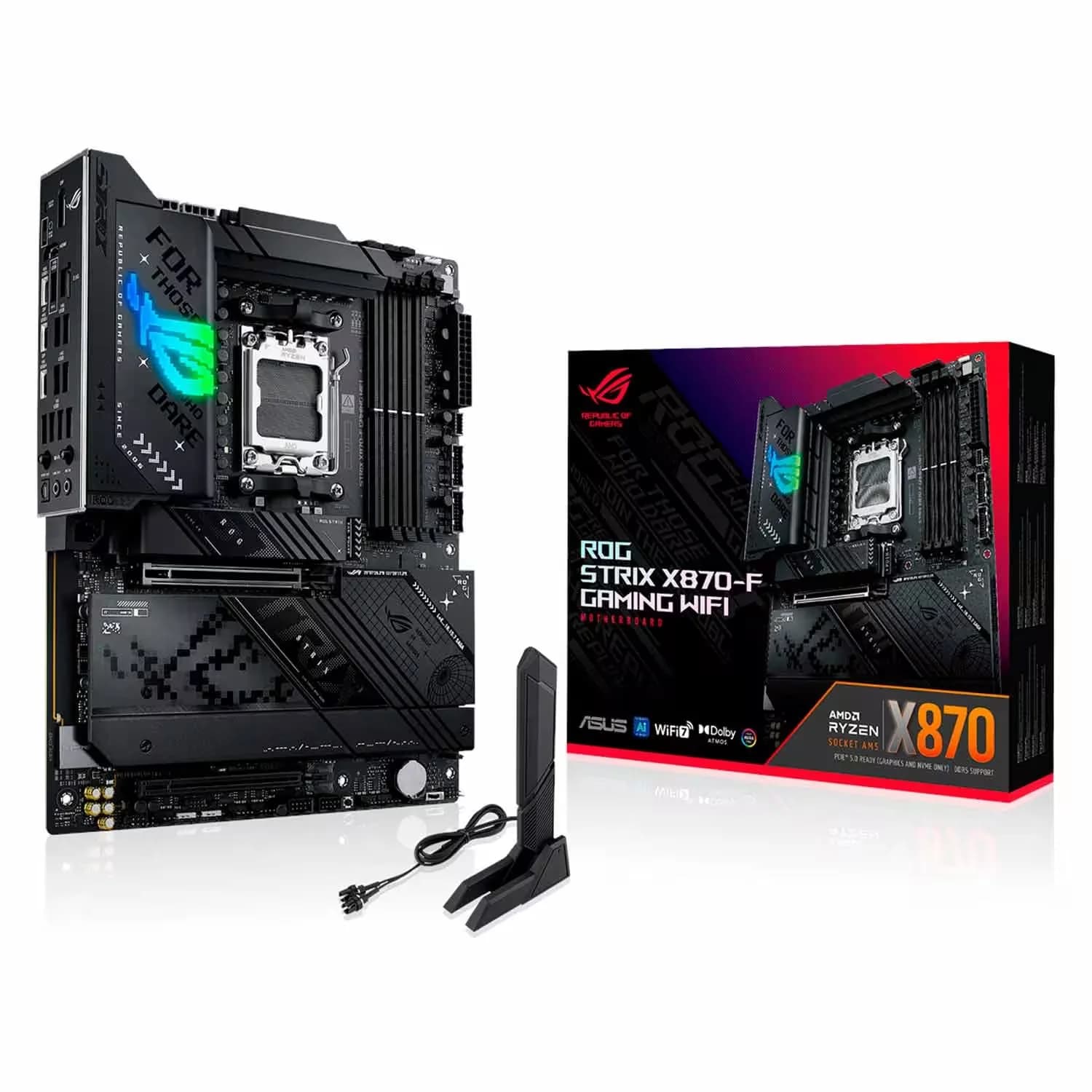 Intel Placa Mãe Asus Rog Strix X870-F Gaming WiFi DDR5 Socket AMD AM5 Chipset X870 ATX