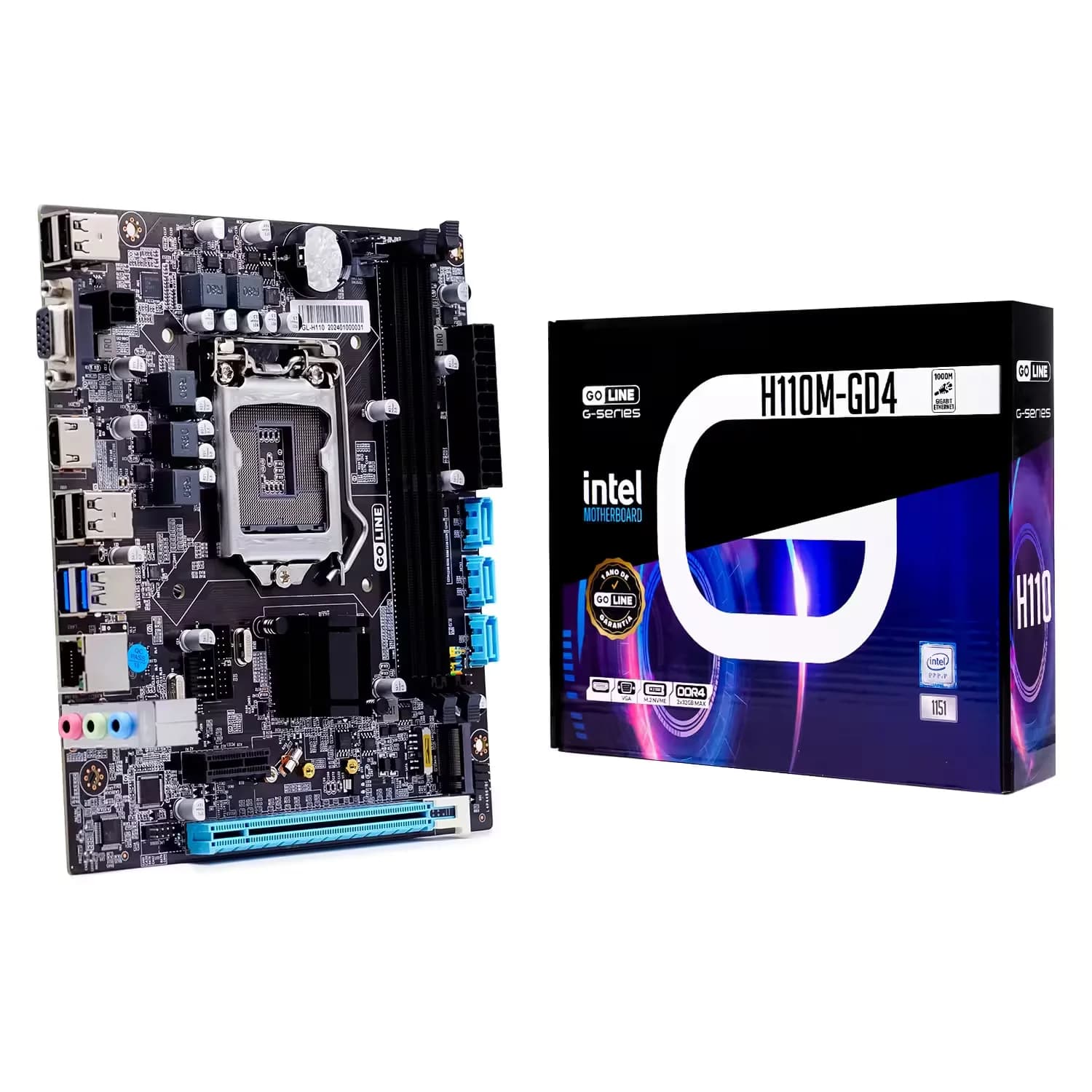 Intel Placa Mãe Goline H110M-G Socket LGA 1151 Chipset Intel H110 DDR4 Micro ATX - (1 Ano de Garantia)