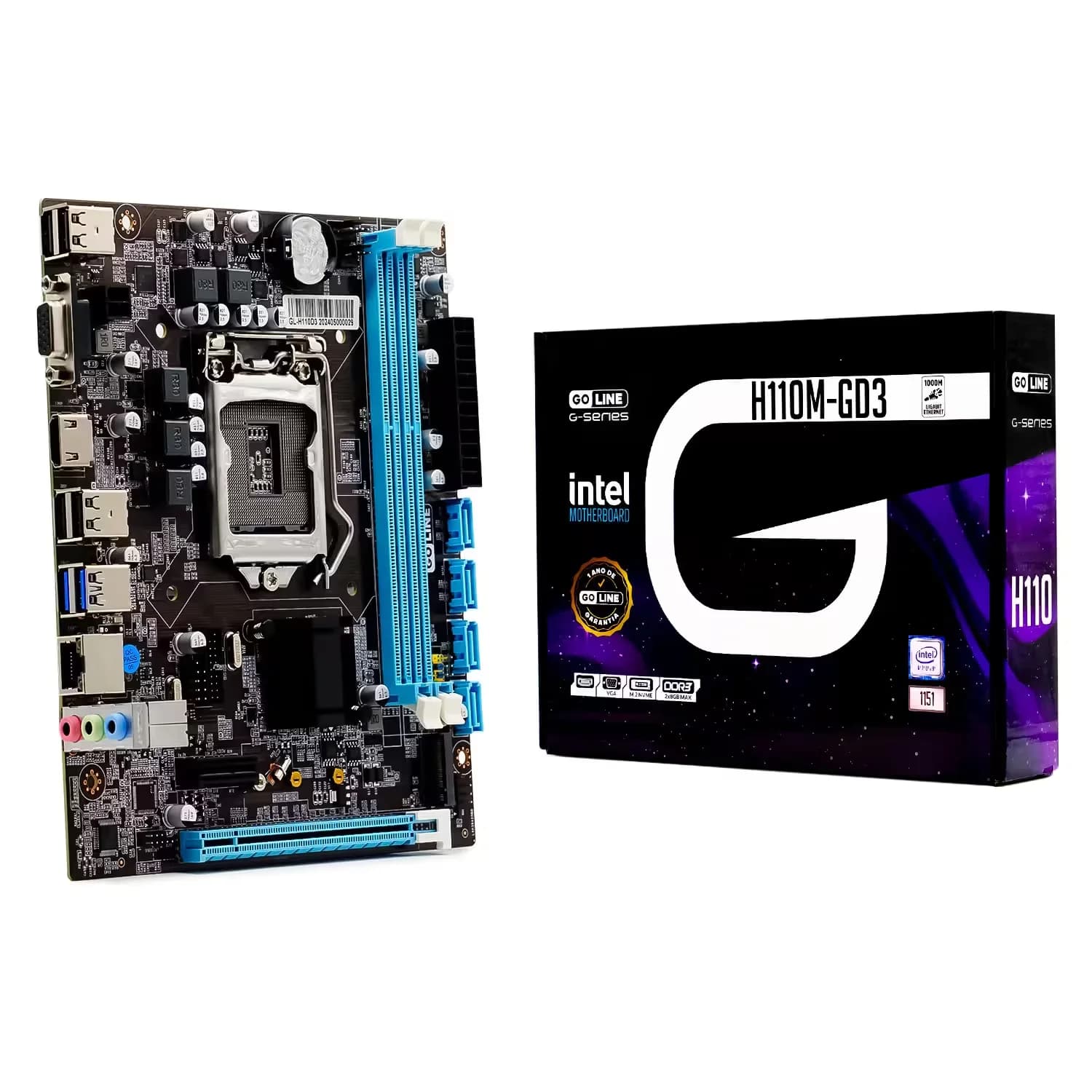 Intel Placa Mãe Goline H110M-GD3 DDR3 Socket 1151 Chipset Intel H110 Micro ATX - (1 Ano de Garantia)