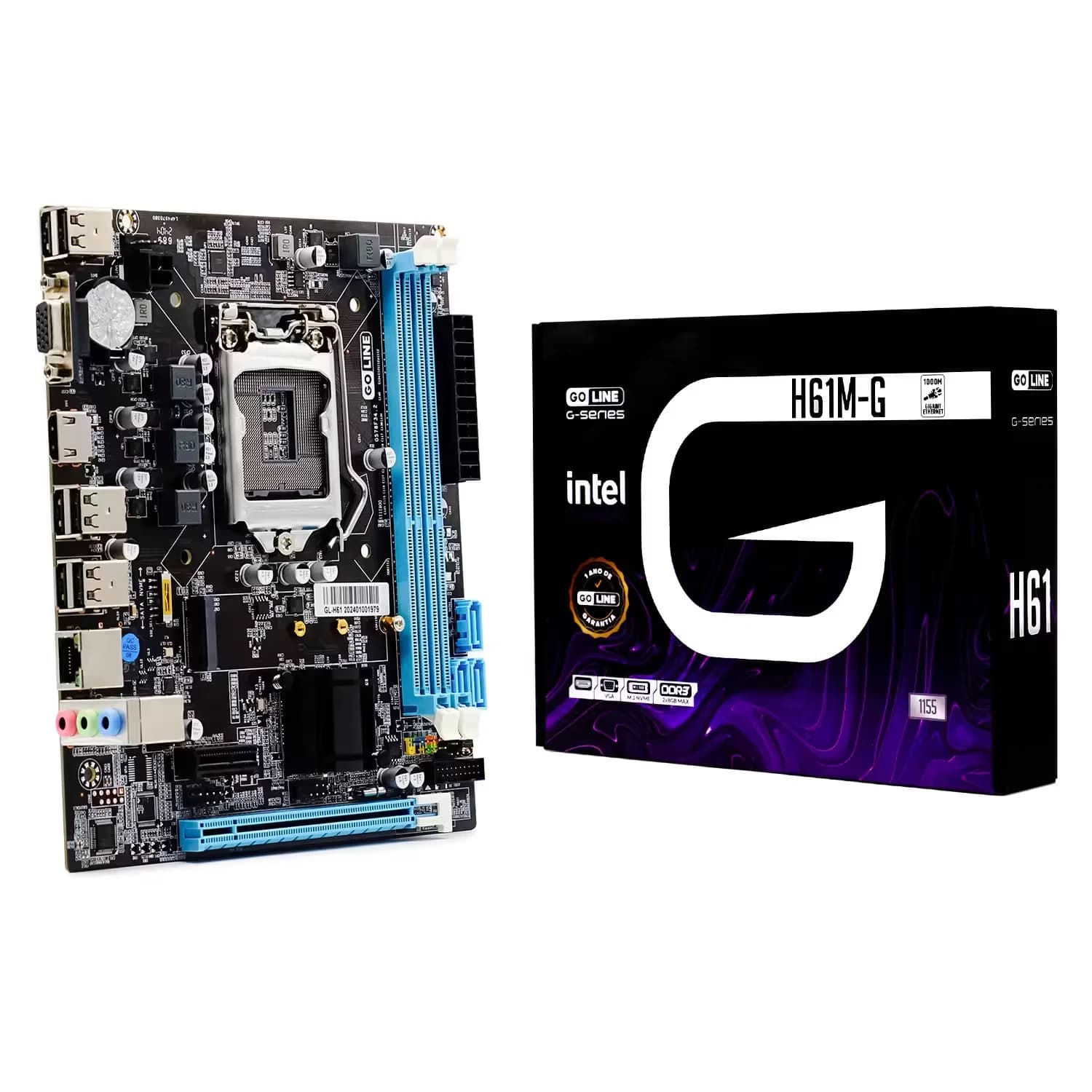 Intel Placa Mãe Goline H61M-G Gigabit DDR3 Socket LGA 1155 Chipset Intel H61 Micro ATX- (1 Ano de Garantia)