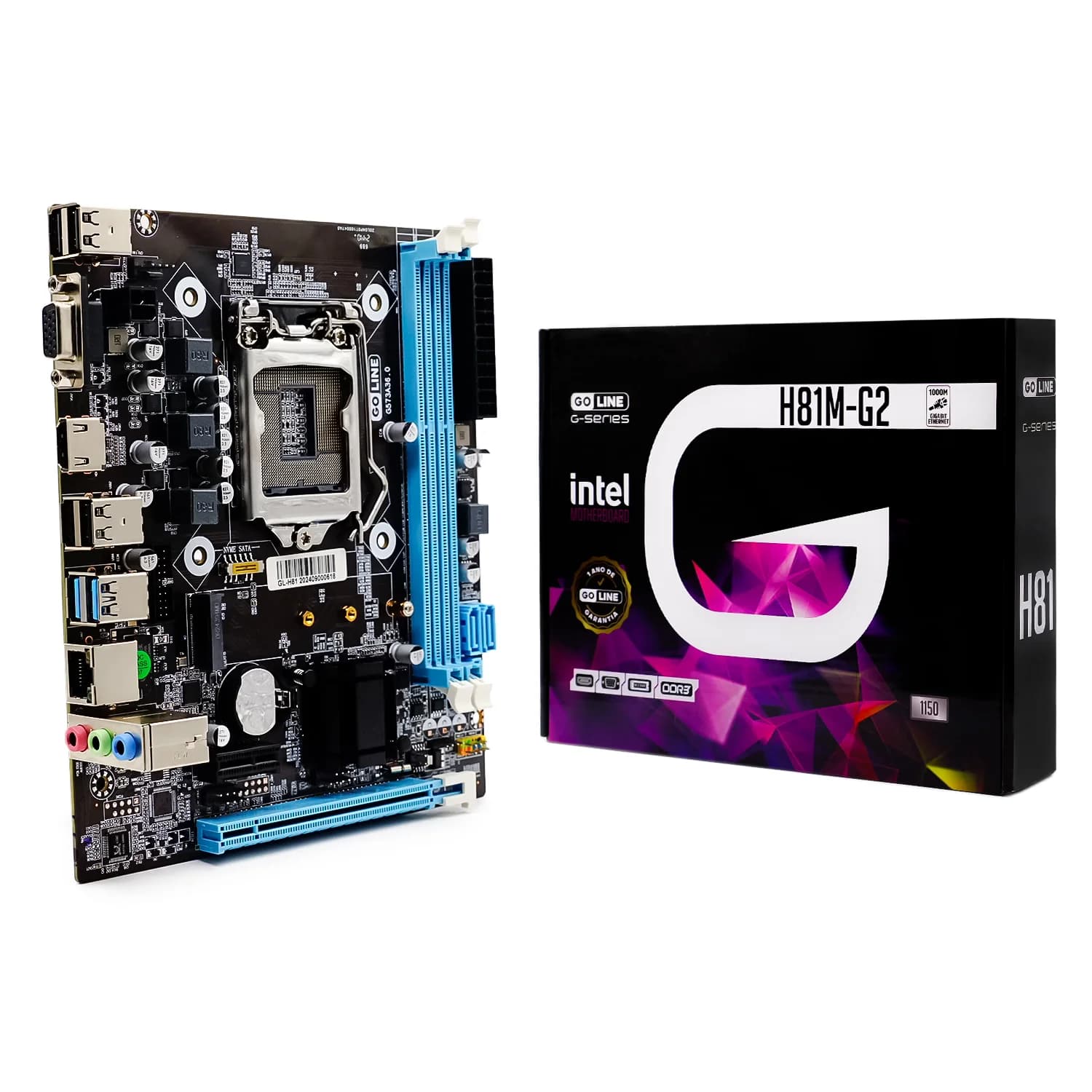 Intel Placa Mãe Goline H81M-G2 DDR3 Socket LGA 1150 Chipset H81- (Gigabit & M.2) (1 Ano de Garantia)