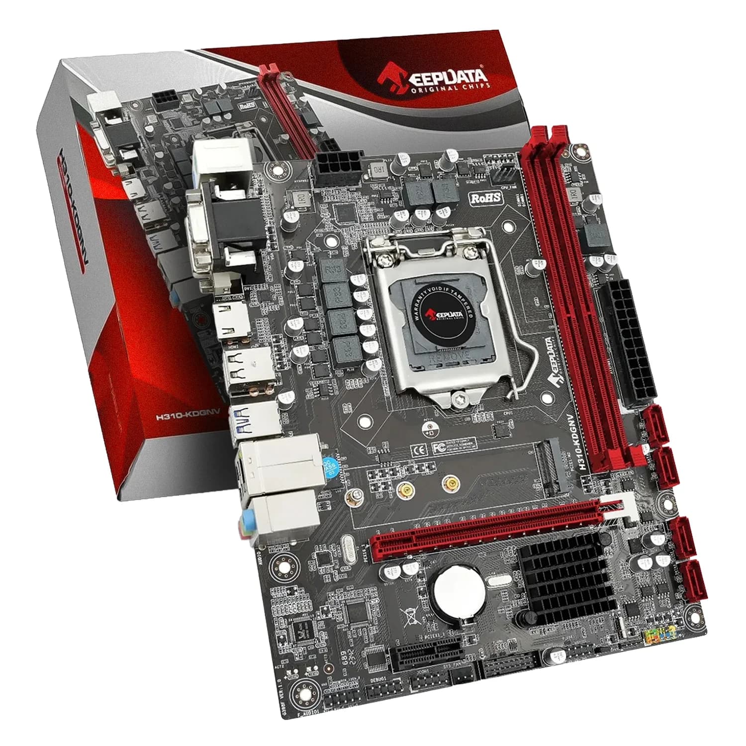 Intel Placa Mãe Keepdata H310-KDGNV DDR4 Socket LGA 1151 Chipset Intel H310 Micro ATX