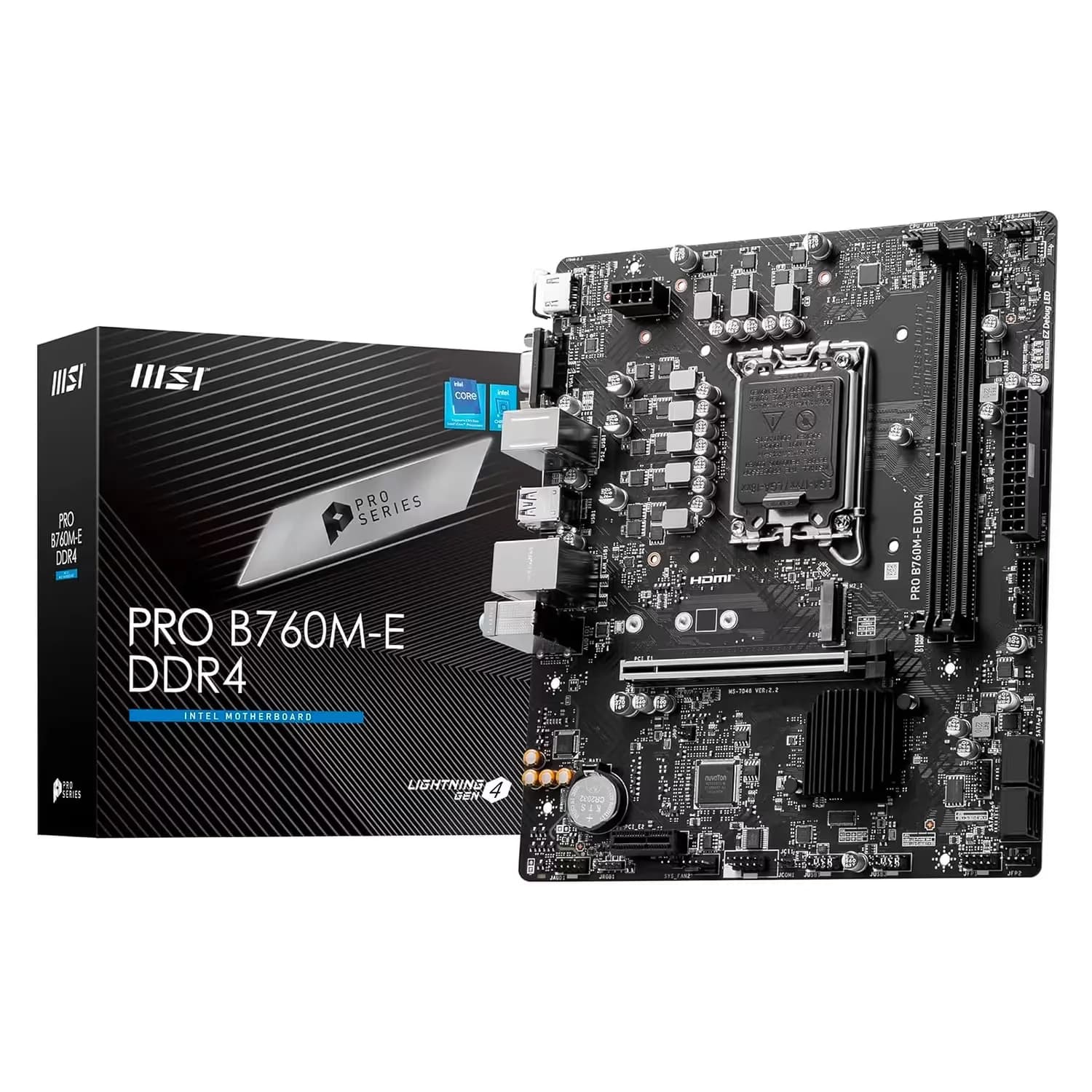 Intel Placa Mãe MSI Pro B760M-E DDR4 Socket LGA 1700 Chipset Intel B760 Micro ATX