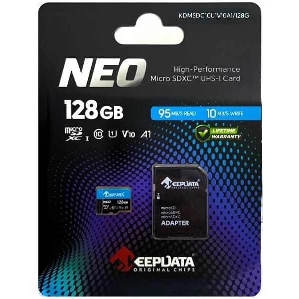 Keepdata Cartão de Memória Micro SD de 128GB Keepdata Neo KDMSDC10U1V10A1 128G - Azul Preto